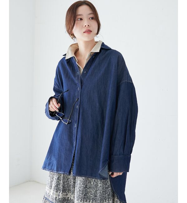 le.coeur blanc「《WEB限定アイテム》バックデザインオーバーデニムシャツ」|シャツ・ブラウス|