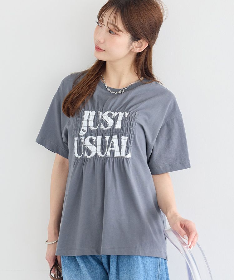 earth music&ecology「シャーリングロゴTシャツ」|Tシャツ・カットソー|Charcoal Gray