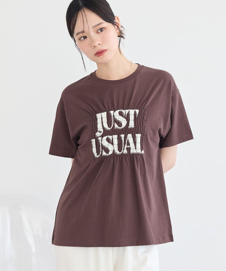 earth music&ecology「シャーリングロゴTシャツ」|Tシャツ・カットソー|Brown