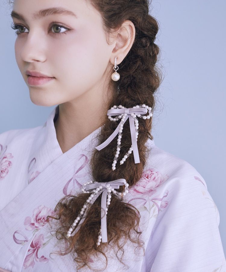 Maison de FLEUR「パールリボンクリップSET」|その他|ブルー