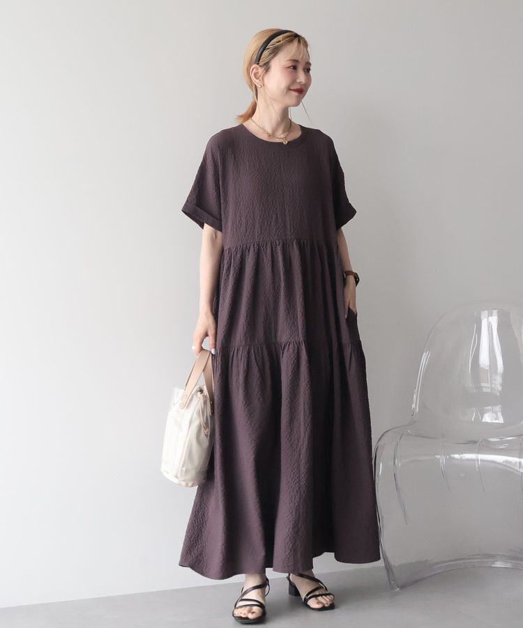 AMERICAN HOLIC「【WEB限定】サッカーティアードワンピース＜丈違い＞【UVカット・イージーケア】」|ワンピース|Brown