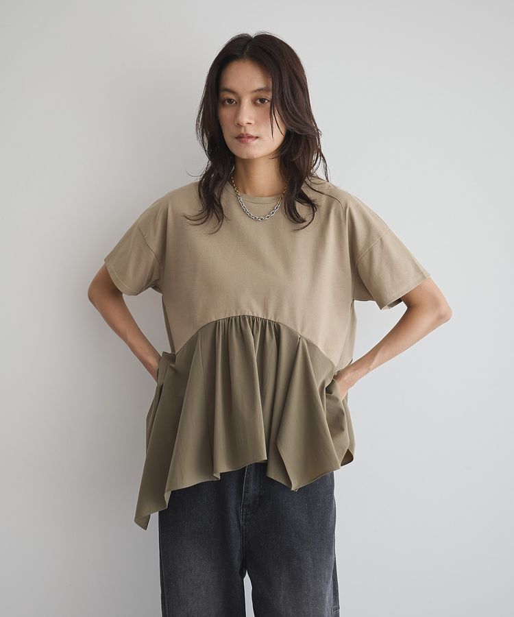 GARAGE OF GOOD CLOTHING「異素材MIXアシメドレーププルオーバー」|Tシャツ・カットソー|