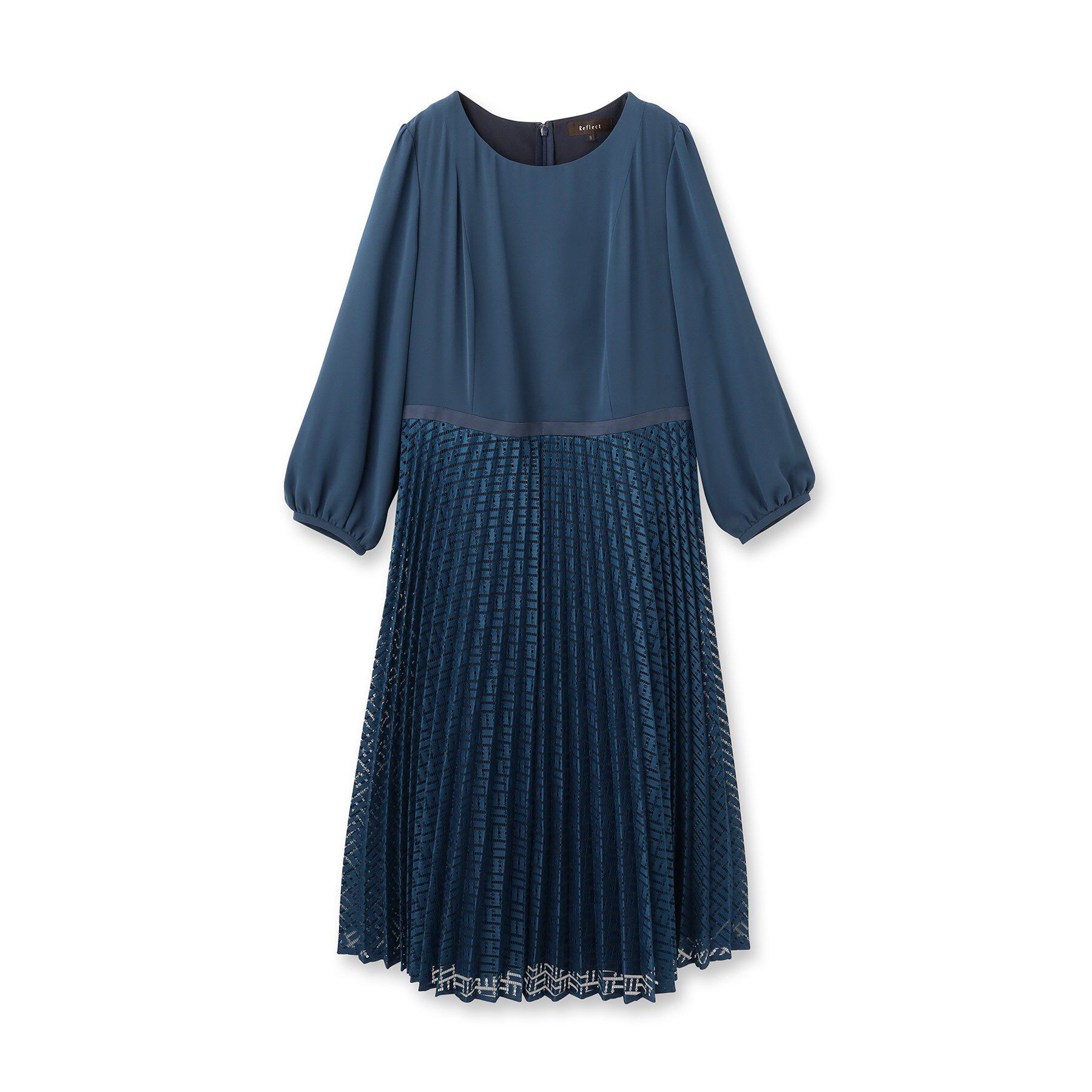 Reflect「【SS-4Lサイズ】シフォン&times;幾何柄レースプリーツワンピース」|ワンピース|