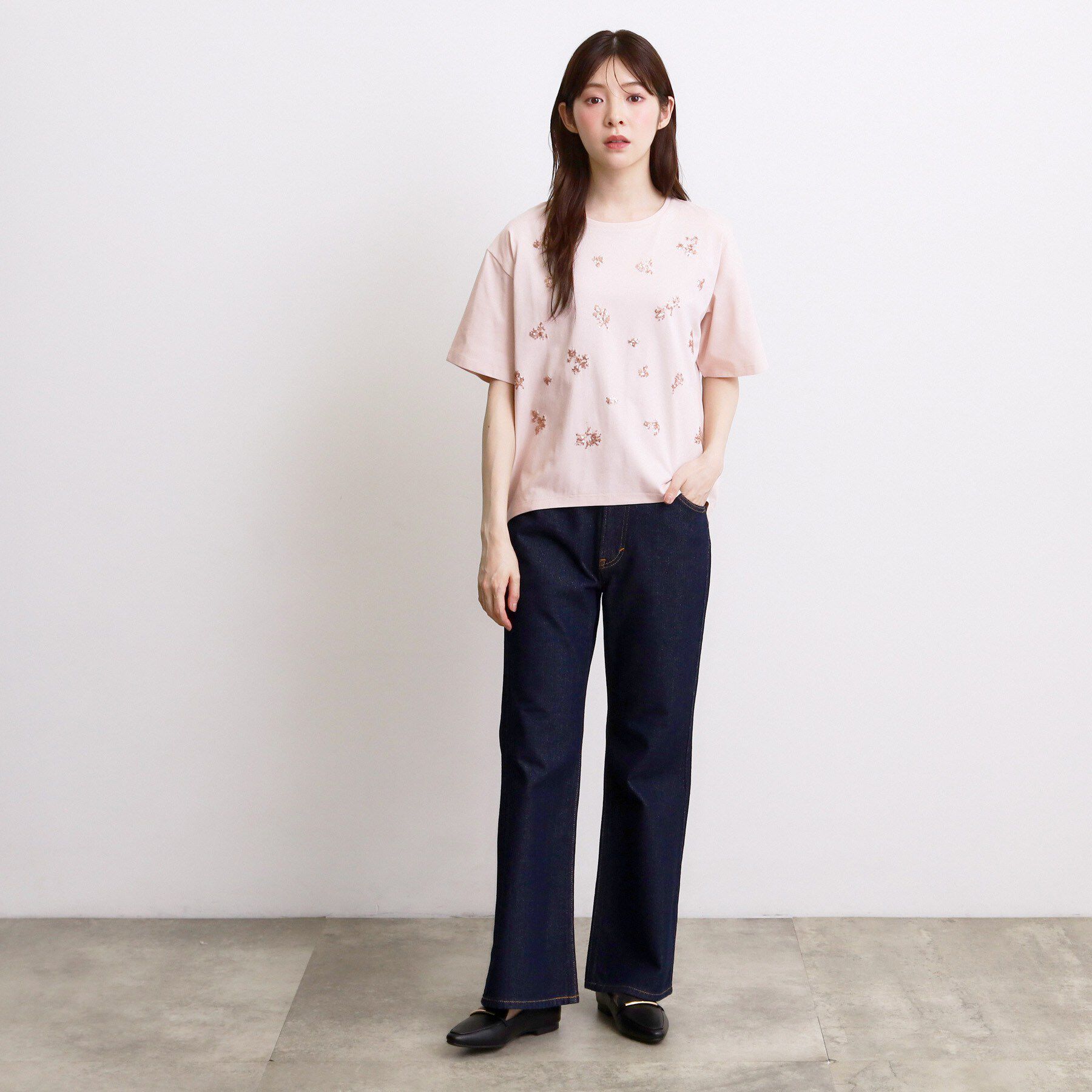 grove「フラワーモチーフスパンコールTシャツ」|Tシャツ・カットソー|