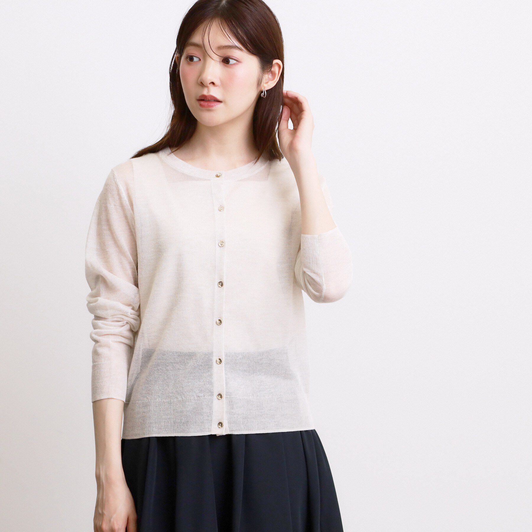 grove「高評価！【洗える／名品】大人の透け感、シアーカーディガン」|カーディガン|