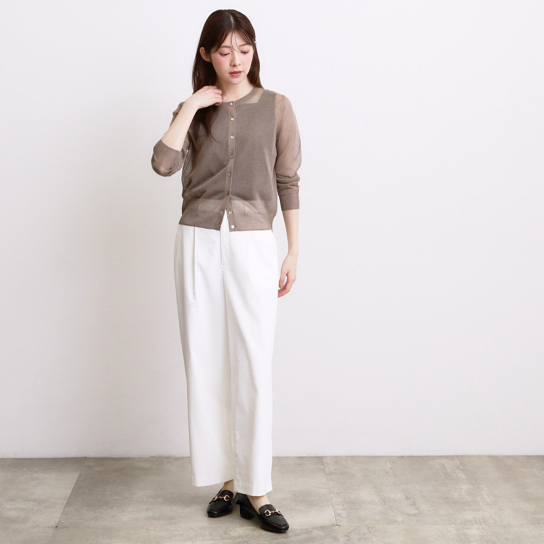 grove「高評価！【洗える／名品】大人の透け感、シアーカーディガン」|カーディガン|