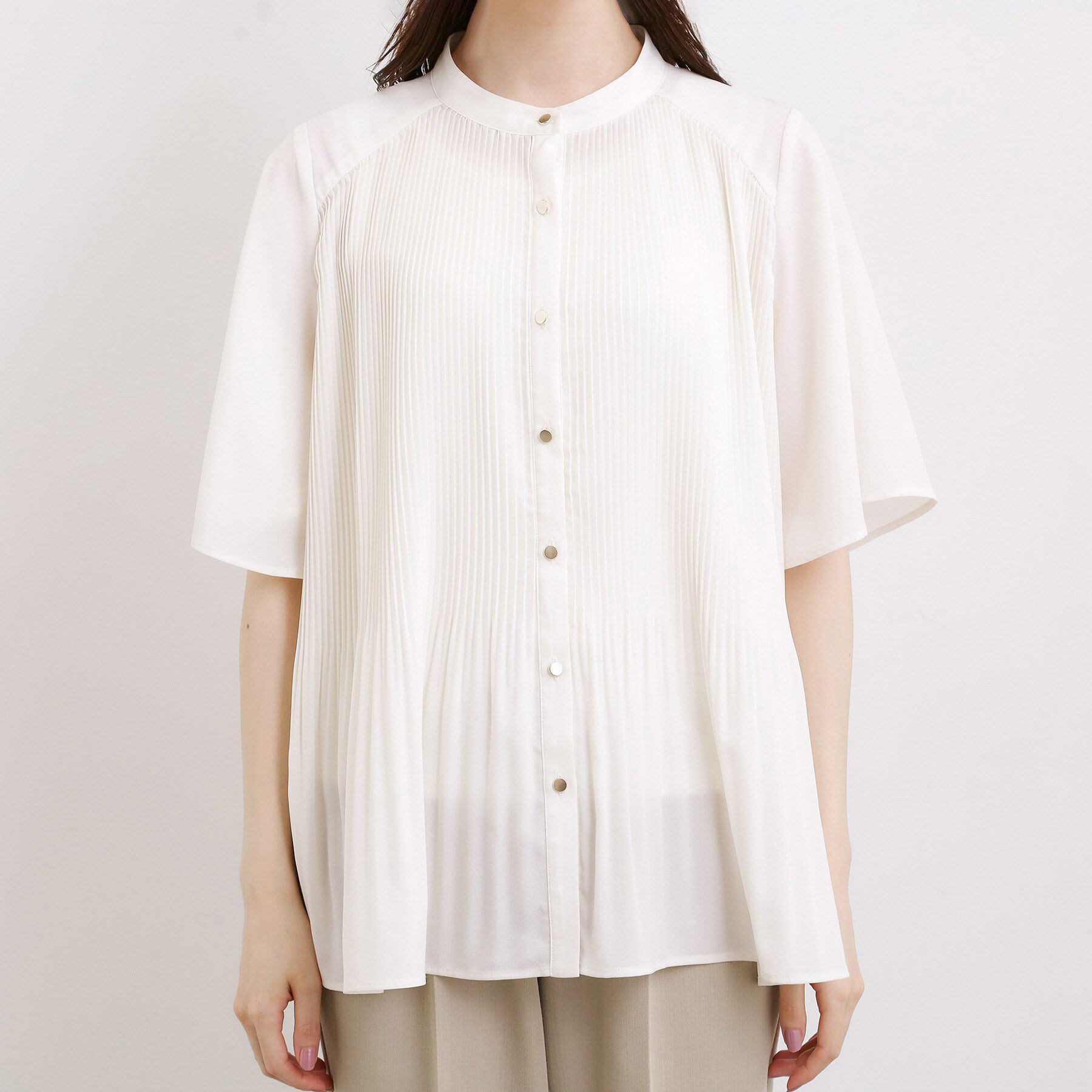 grove「【体系カバー◎】大人フェミニン消しプリーツブラウス」|シャツ・ブラウス|