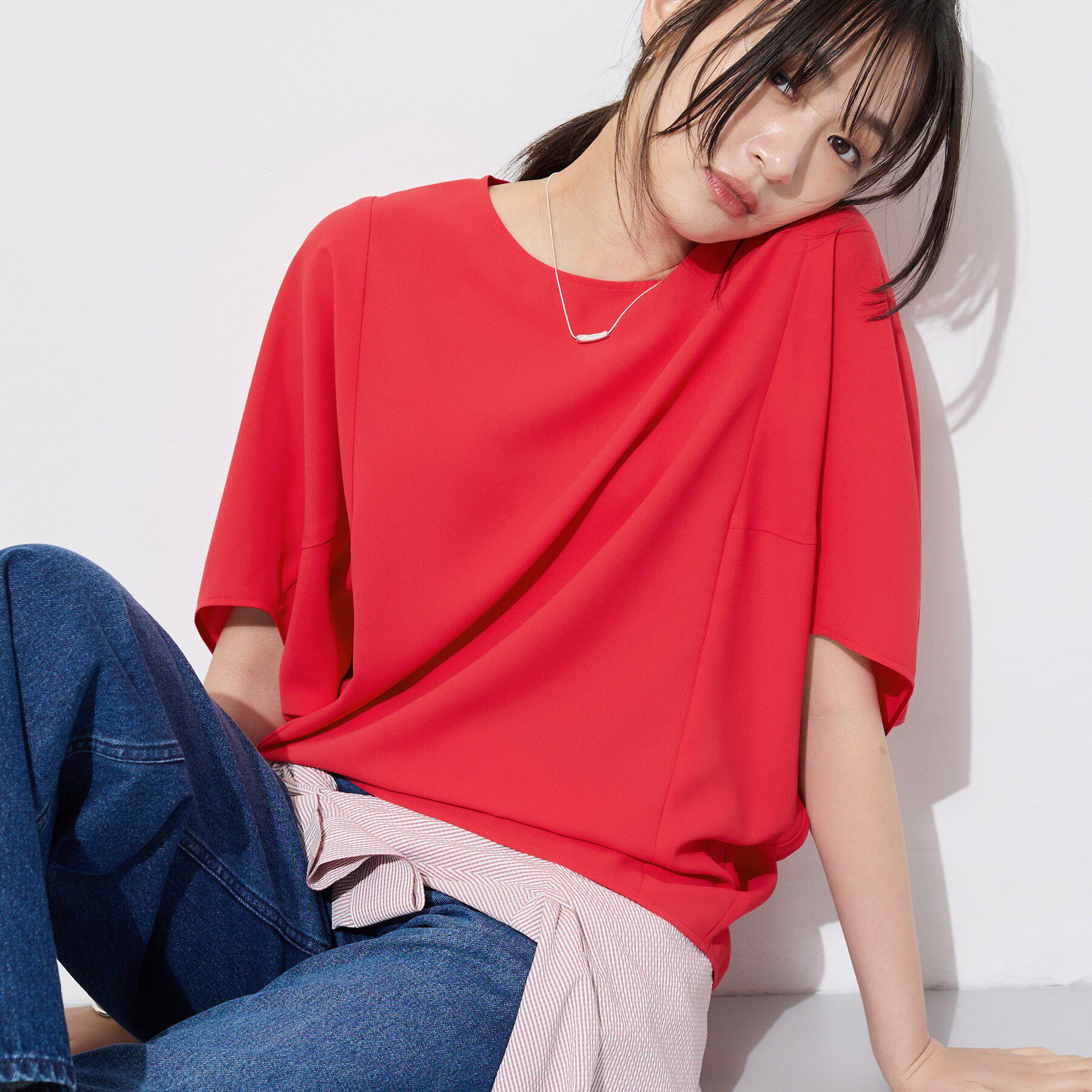 INDIVI「【UVケア／接触冷感】ジョーゼットドルマンブラウス」|シャツ・ブラウス|