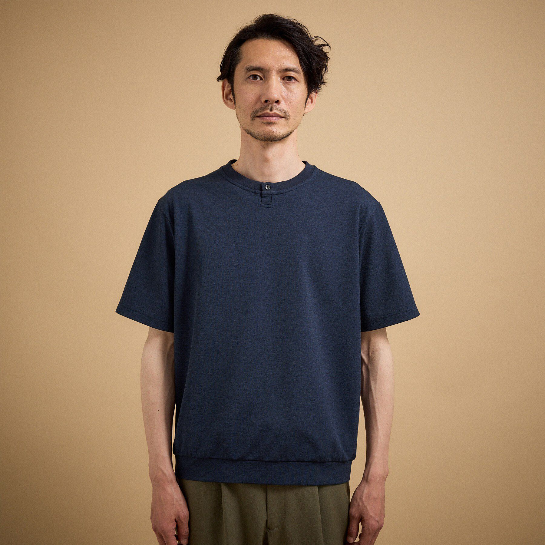 TAKEO KIKUCHI「リネン ライク 鹿の子 ヘンリー ハーフ ヘンリー ネック」|Tシャツ・カットソー|