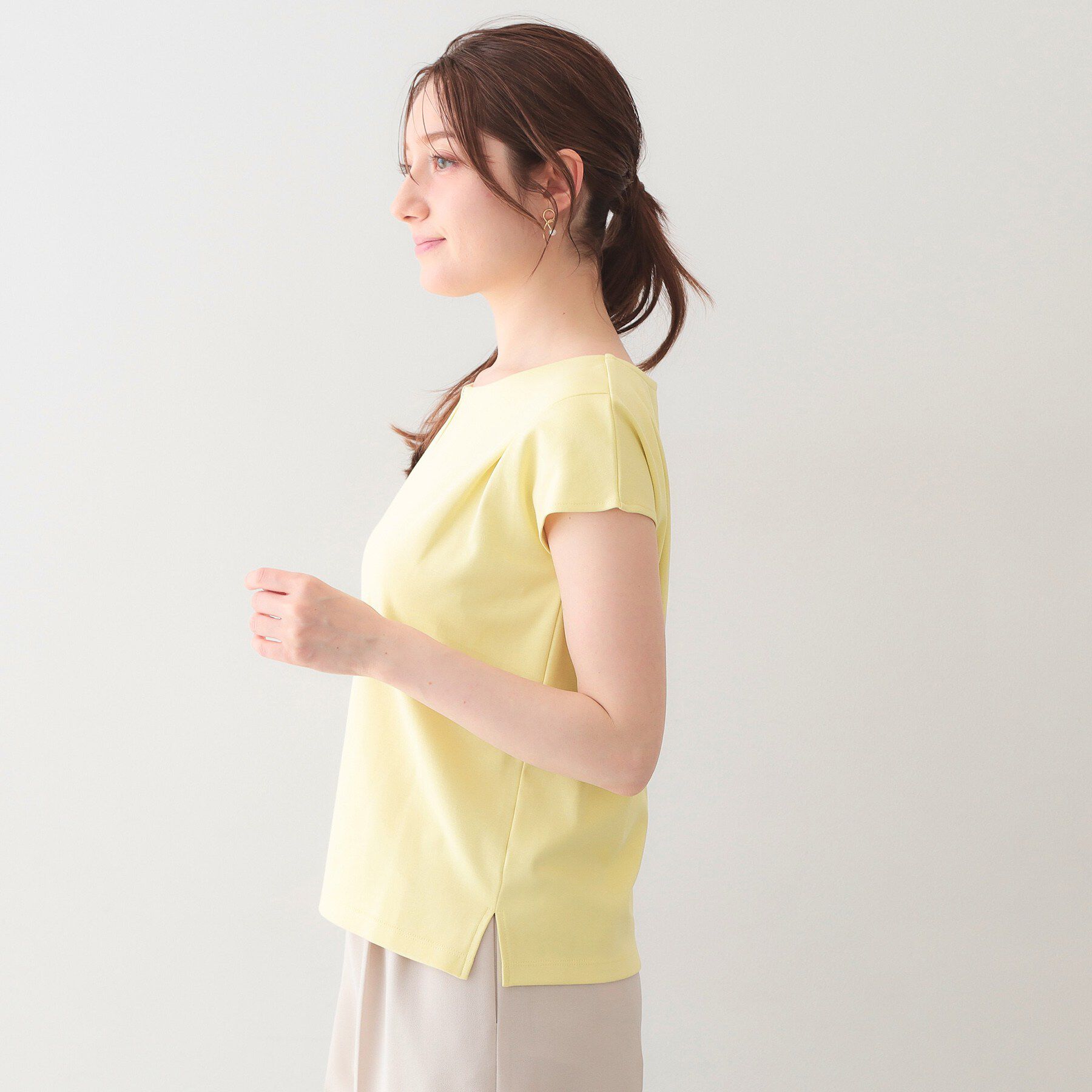 index「【接触冷感】ビジューキーネックフレンチトップス《UVケア／洗濯機OK／XS～3L／8col》」|Tシャツ・カットソー|
