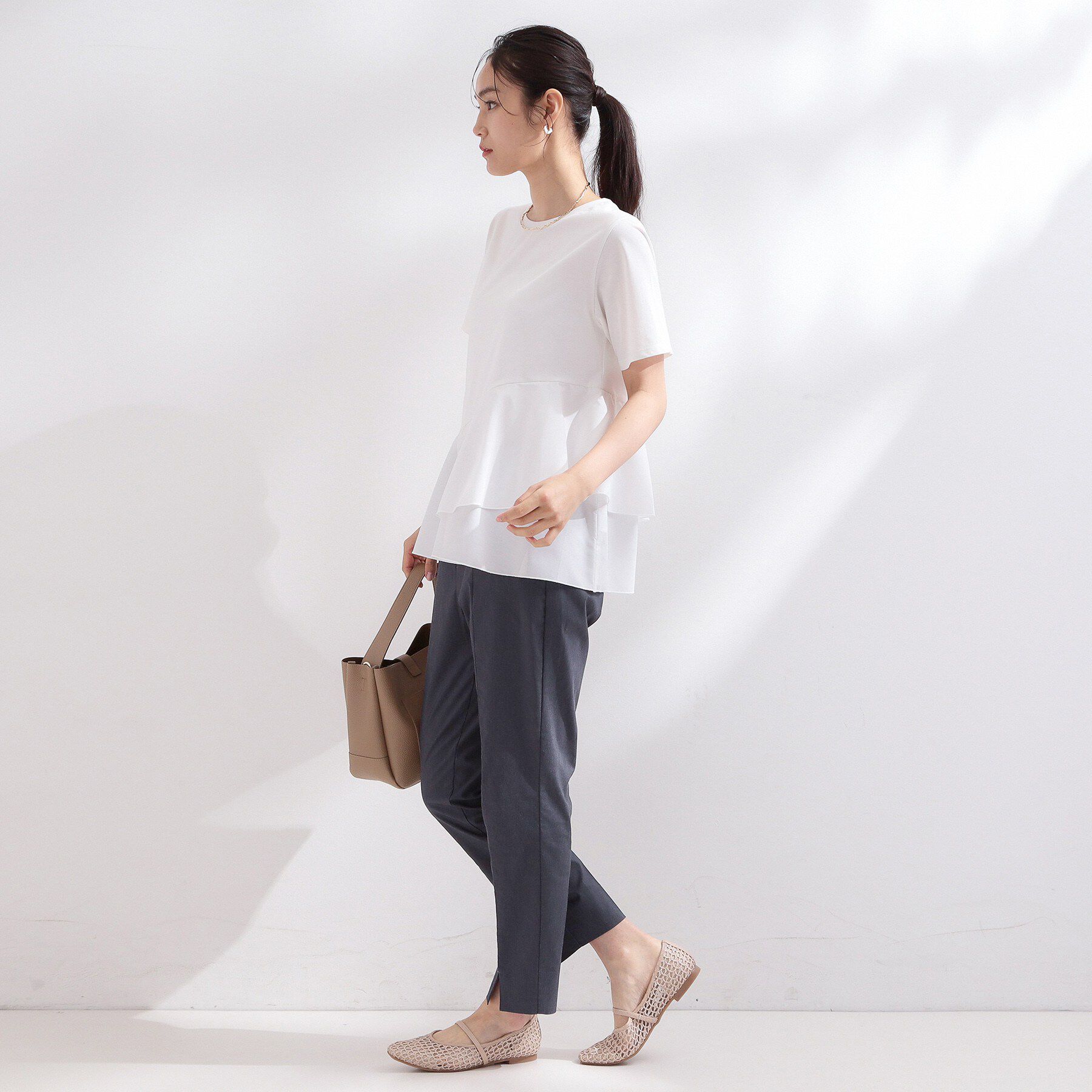 OPAQUE.CLIP「ペプラムドッキングカットソー【洗濯機OK】」|Tシャツ・カットソー|