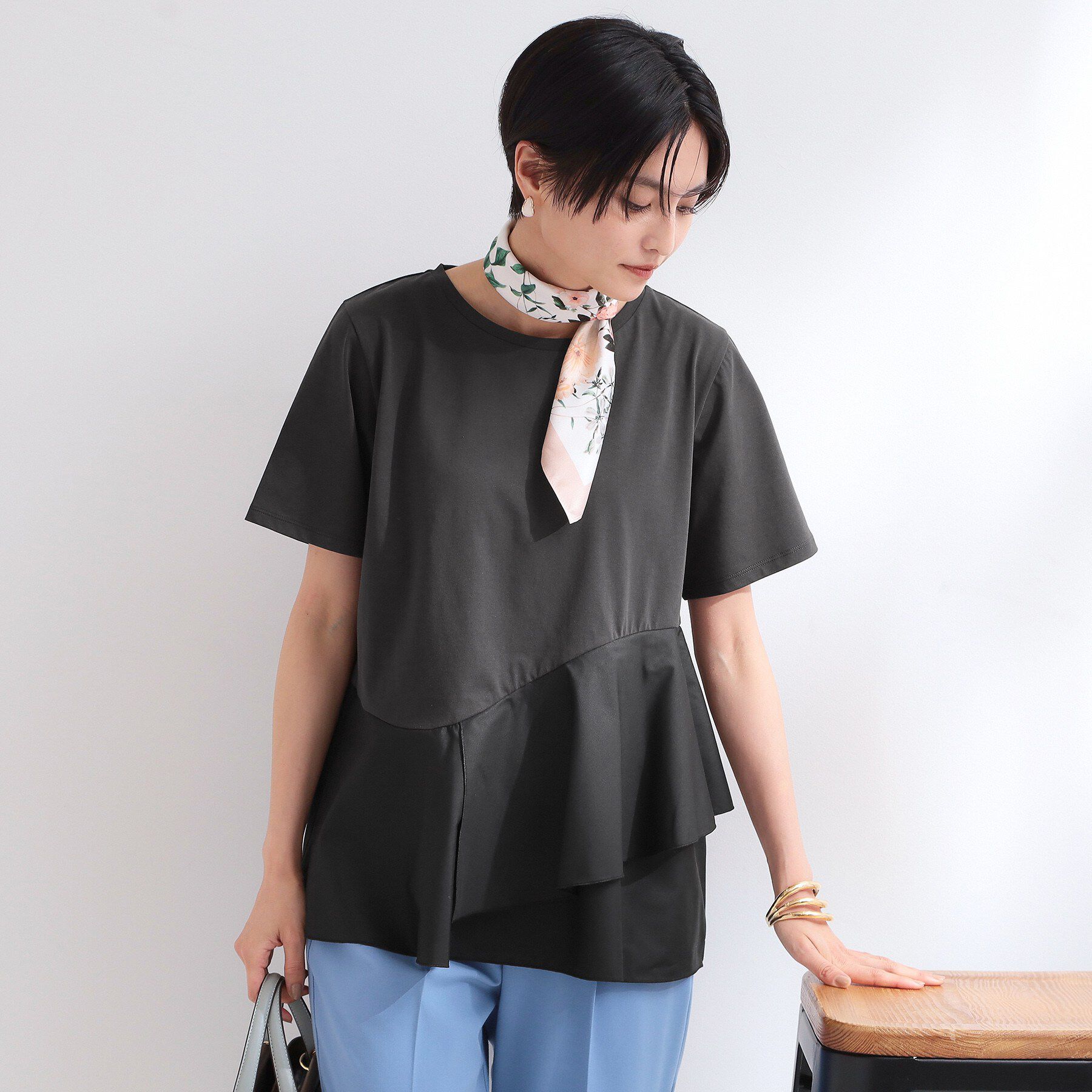 OPAQUE.CLIP「ペプラムドッキングカットソー【洗濯機OK】」|Tシャツ・カットソー|