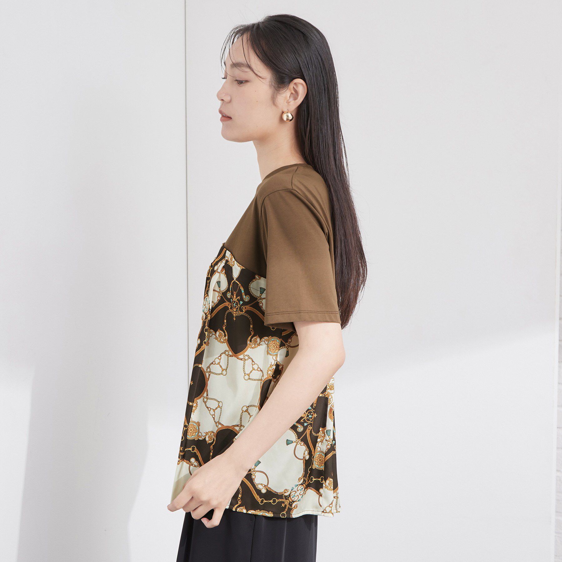 OPAQUE.CLIP「スカーフドッキング ビスチェカットソー【洗濯機OK】」|Tシャツ・カットソー|