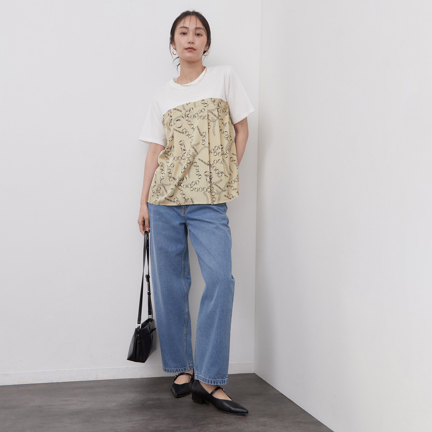 OPAQUE.CLIP「スカーフドッキング ビスチェカットソー【洗濯機OK】」|Tシャツ・カットソー|
