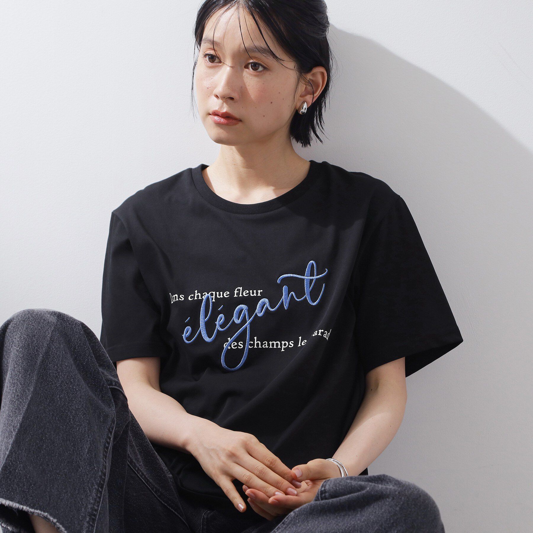THE SHOP TK「【ひんやり/吸水速乾】プリントアソートTシャツ」|Tシャツ・カットソー|ブラック(019)