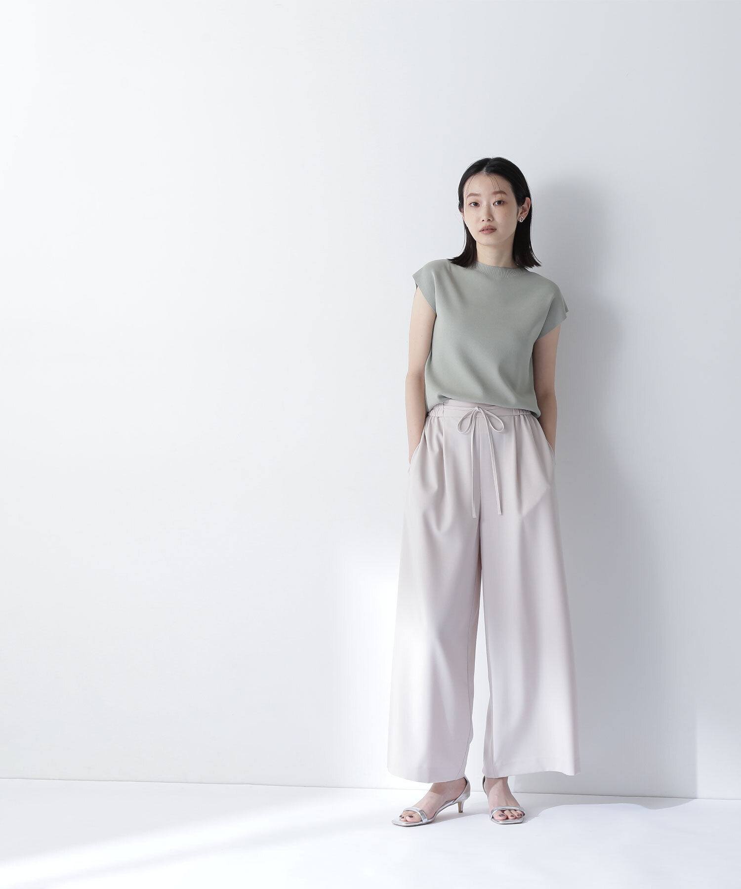  「リネンライクリボンイージーワイドパンツ」|その他|
