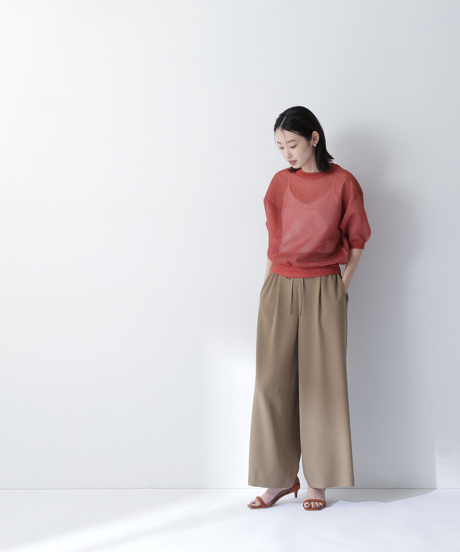  「リネンライクリボンイージーワイドパンツ」|その他|キャメルベー 1