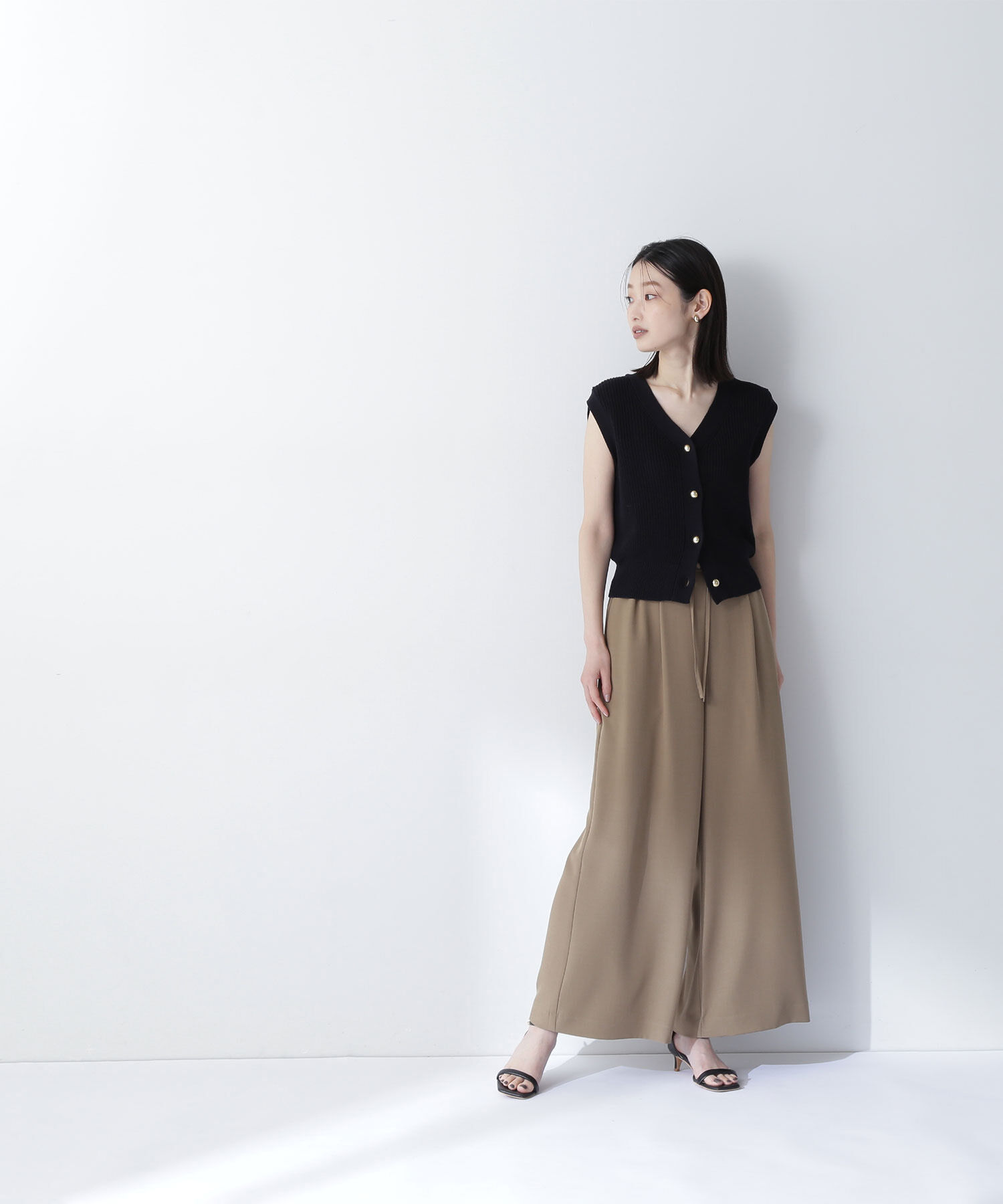  「リネンライクリボンイージーワイドパンツ」|その他|