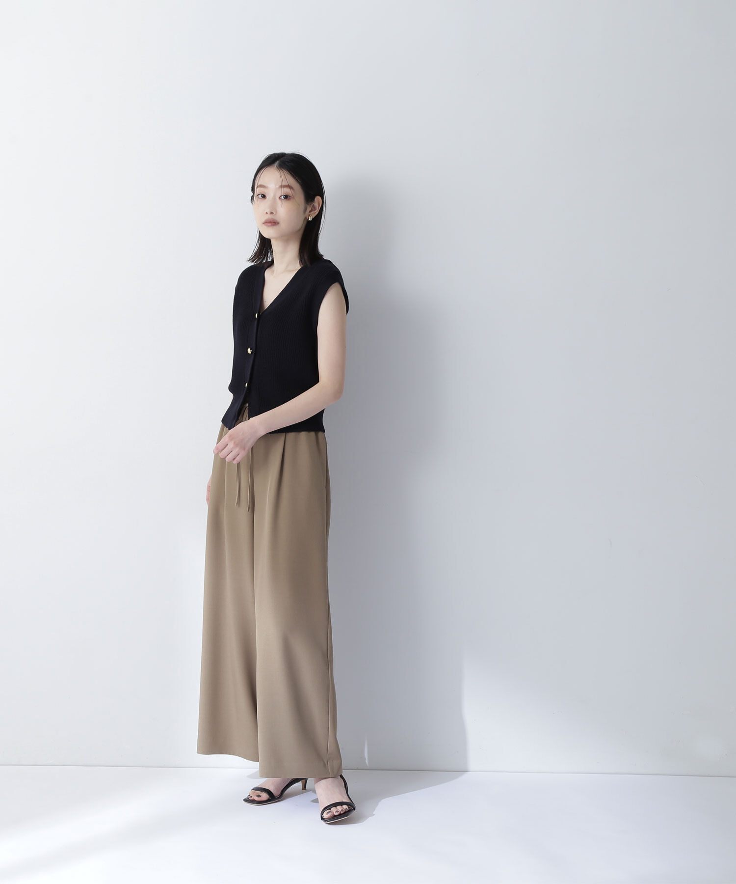 「リネンライクリボンイージーワイドパンツ」|その他|