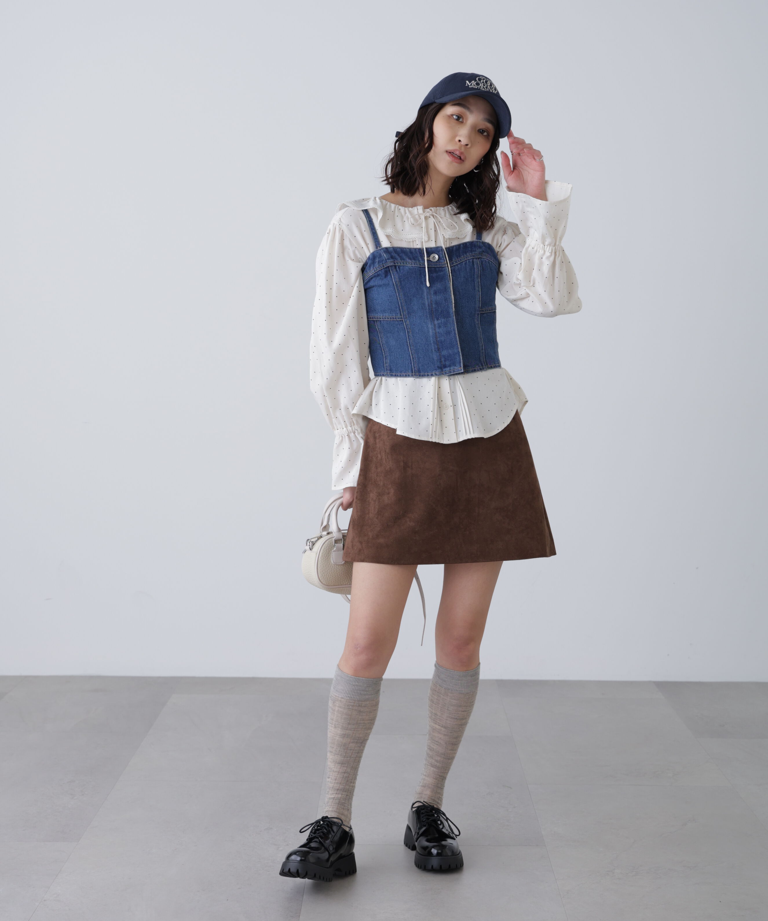  「パネル切り替えデニムビスチェ」|シャツ・ブラウス|