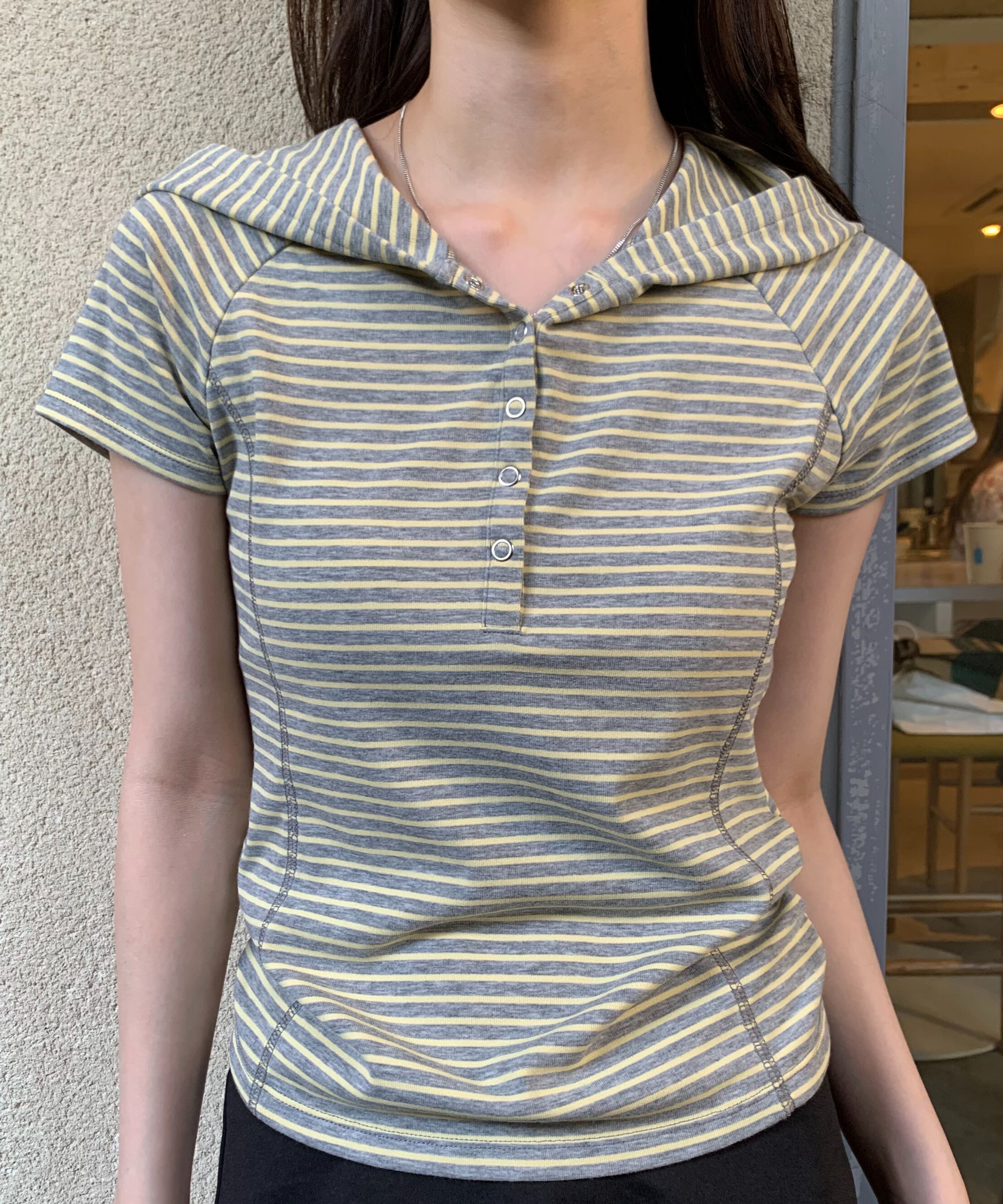  「スキッパー半袖カットソーフーディー」|Tシャツ・カットソー|