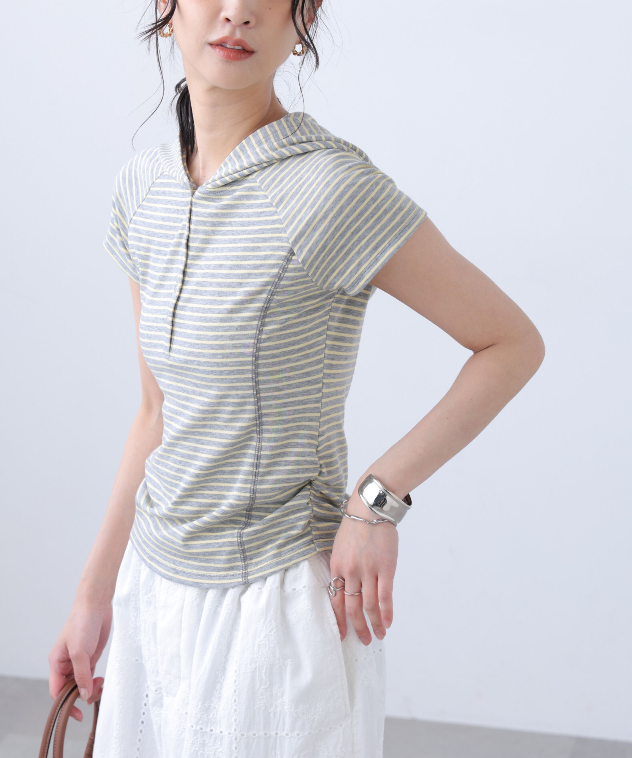  「スキッパー半袖カットソーフーディー」|Tシャツ・カットソー|