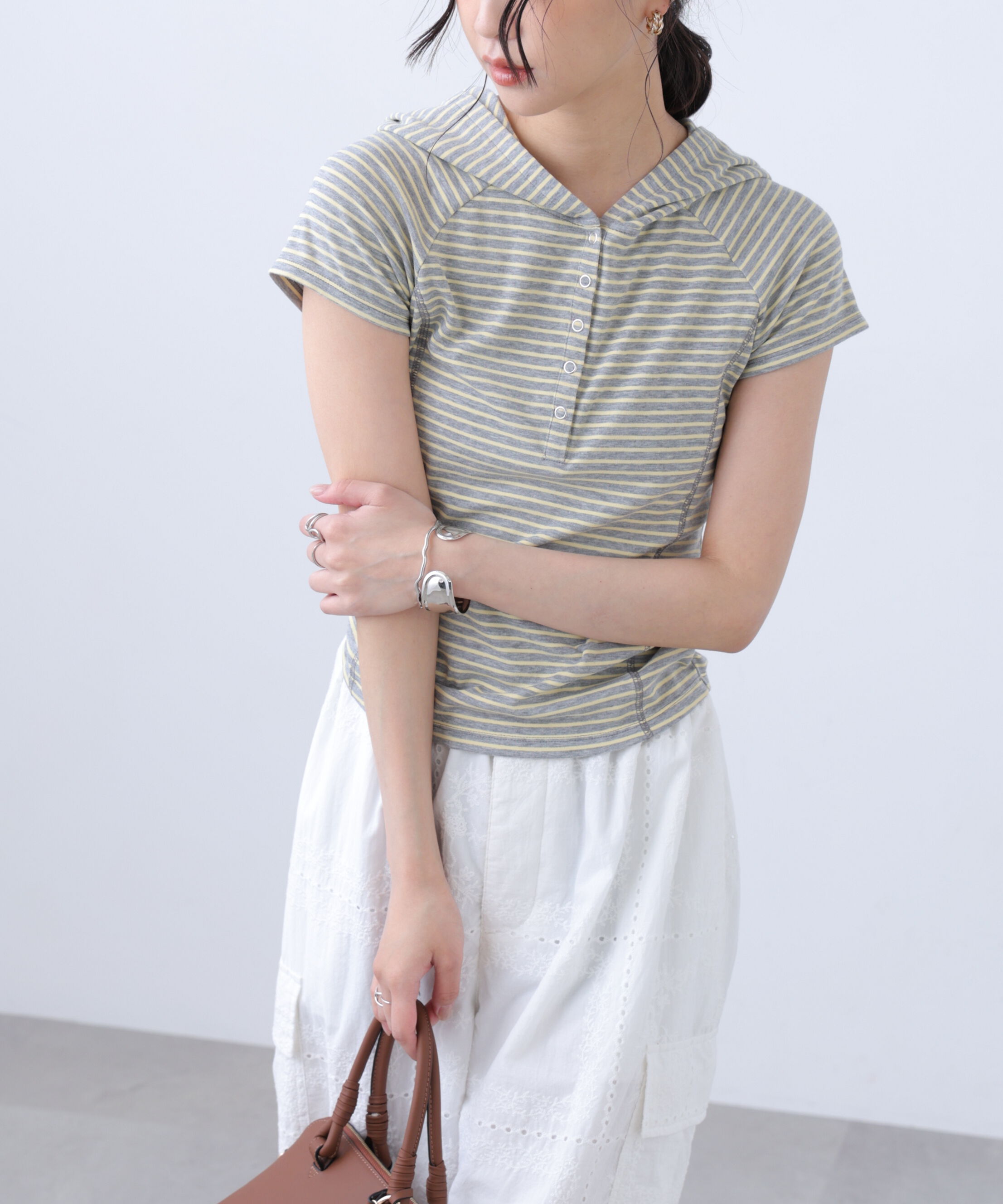  「スキッパー半袖カットソーフーディー」|Tシャツ・カットソー|