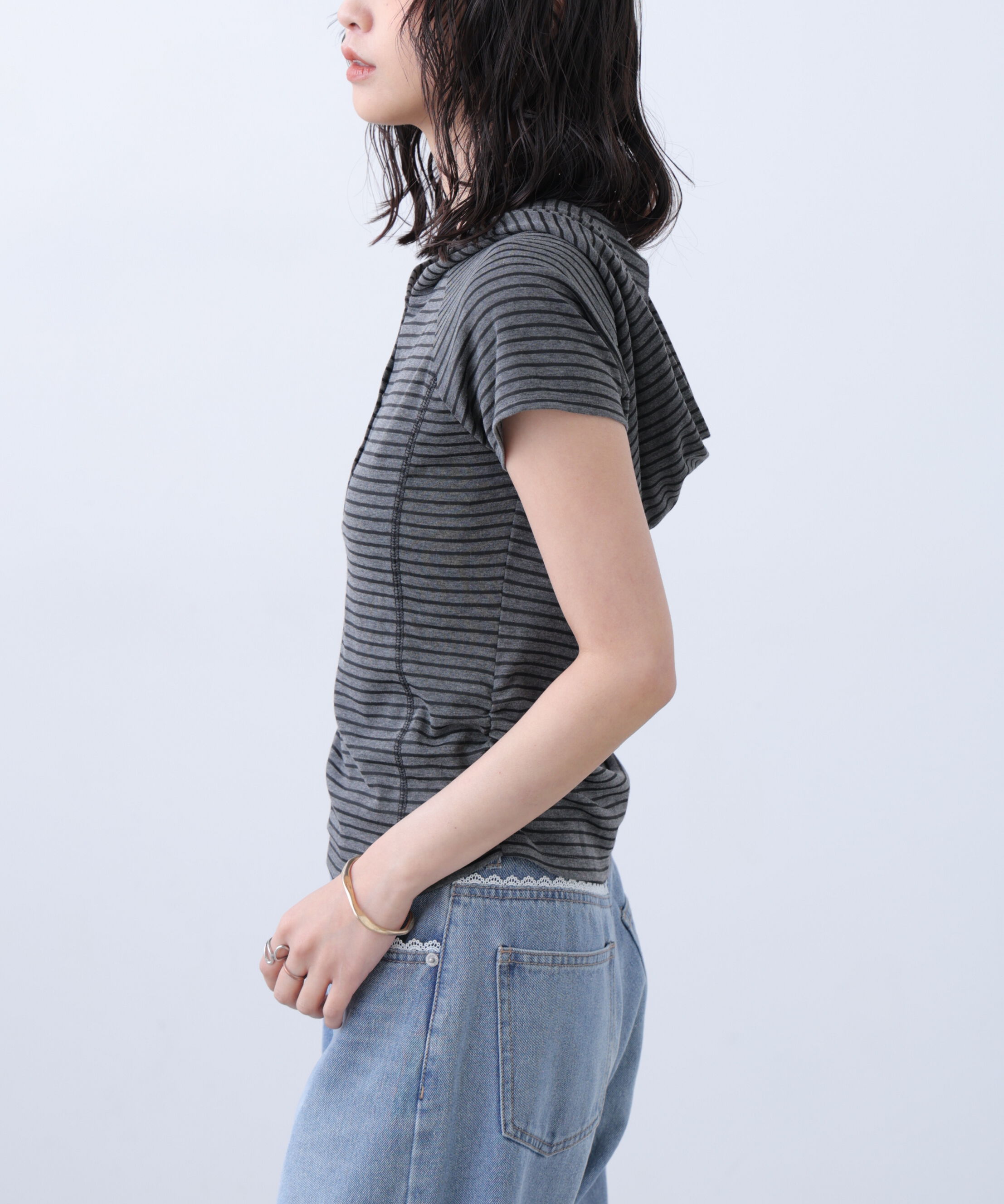 「スキッパー半袖カットソーフーディー」|Tシャツ・カットソー|