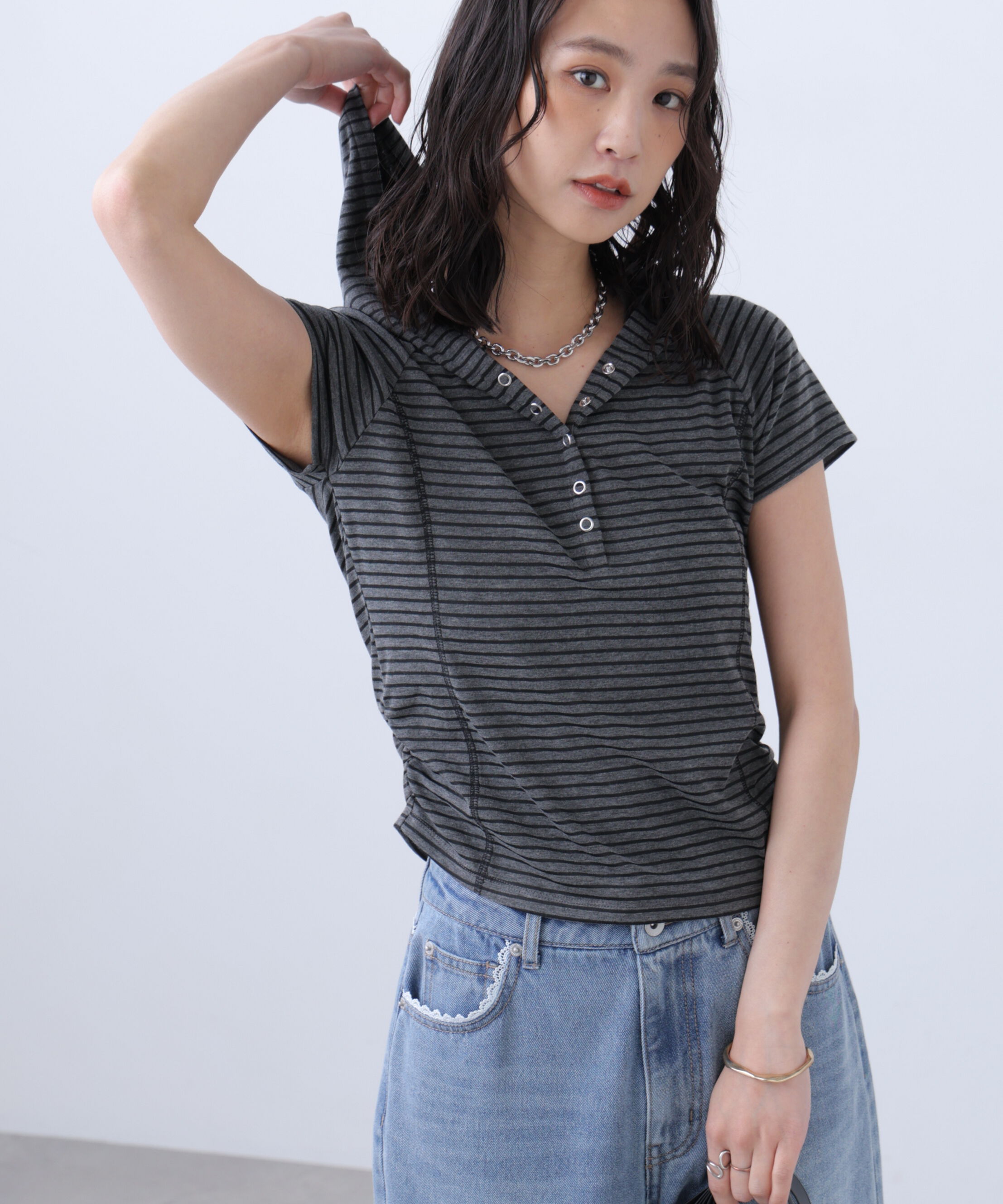  「スキッパー半袖カットソーフーディー」|Tシャツ・カットソー|