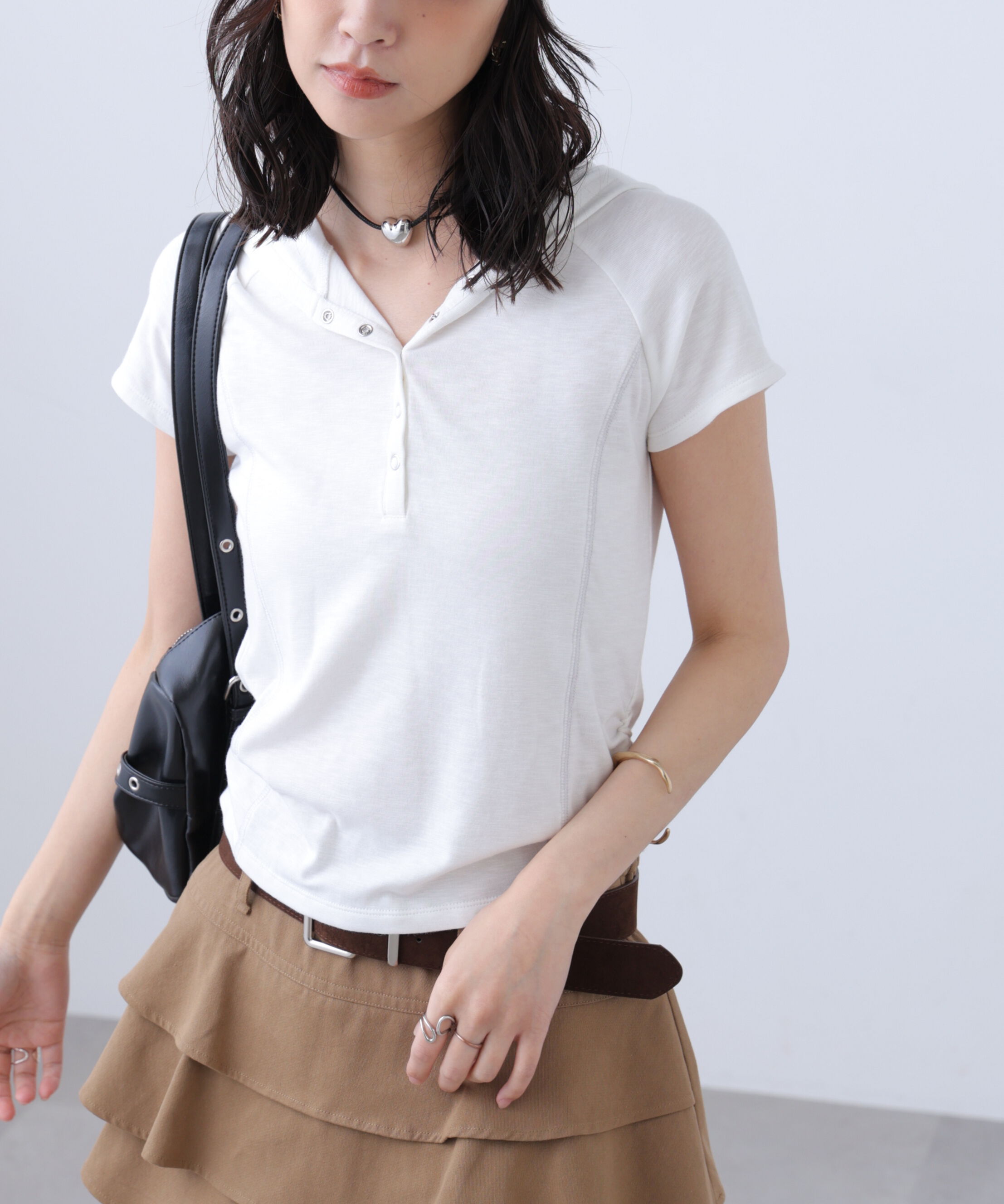  「スキッパー半袖カットソーフーディー」|Tシャツ・カットソー|オフ
