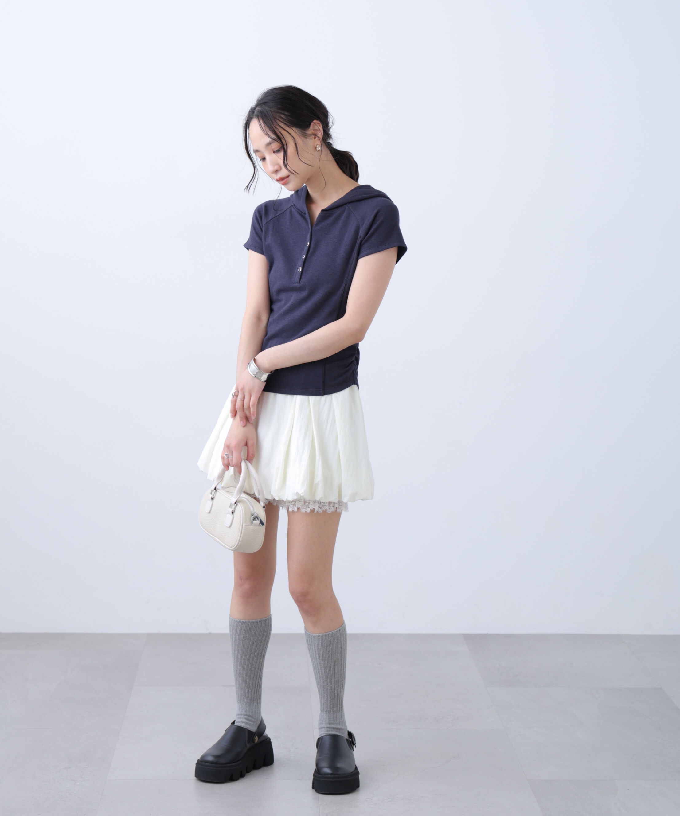  「スキッパー半袖カットソーフーディー」|Tシャツ・カットソー|