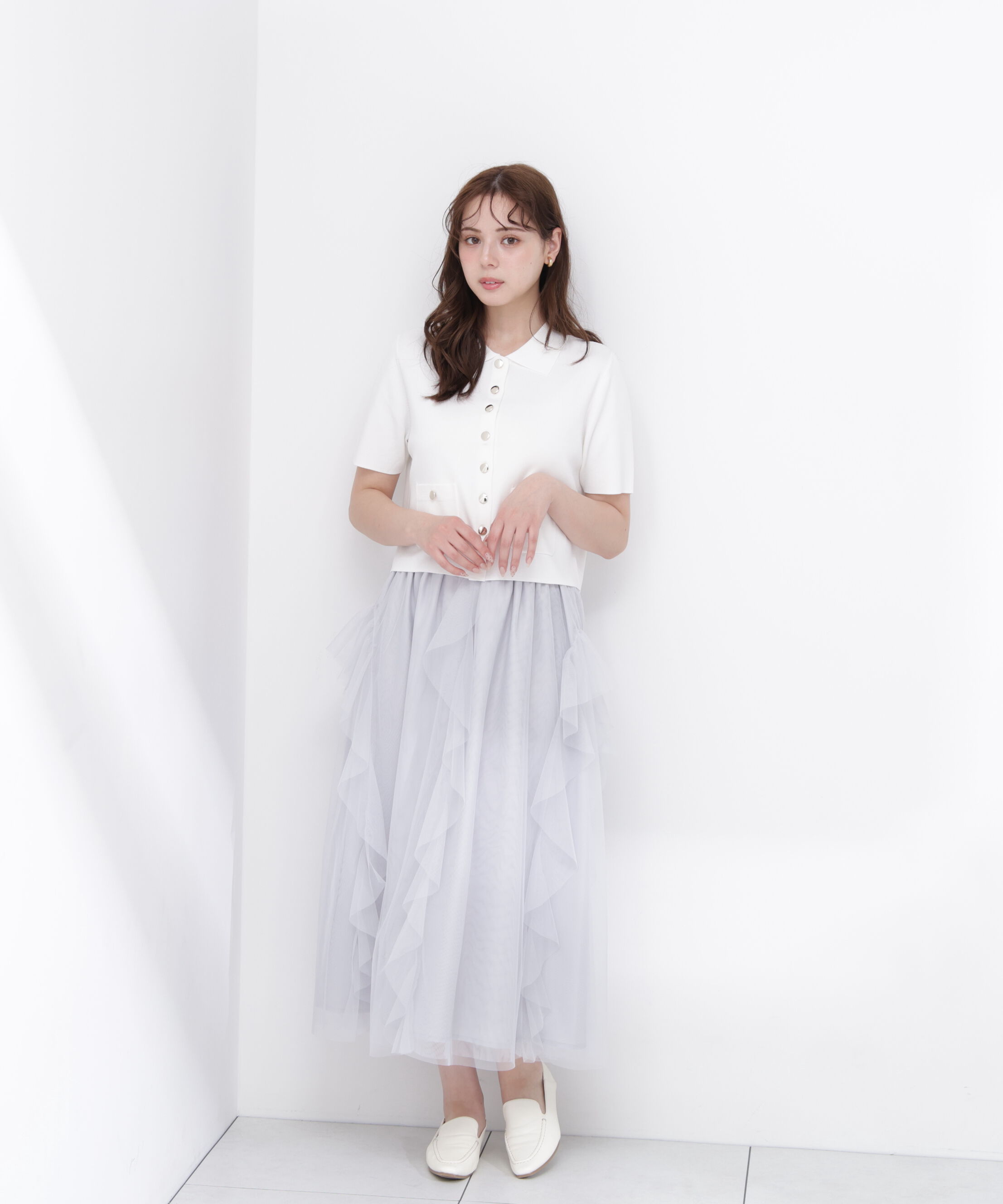 PROPORTION BODY DRESSING「＜中川紅葉さん着用＞ラッフルチュールスカート」|スカート|グレー