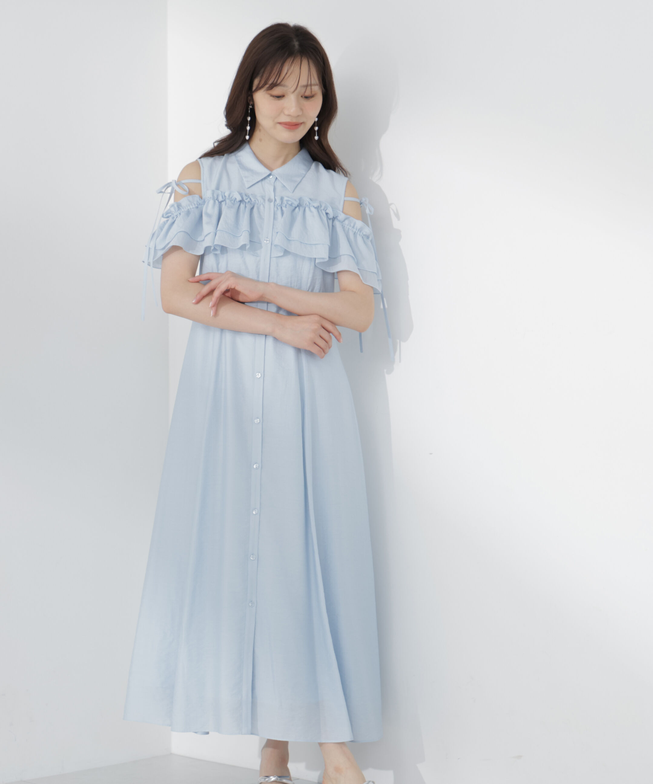 PROPORTION BODY DRESSING「＜EDIT COLOGNE＞フリルシャツワンピース」|ワンピース|
