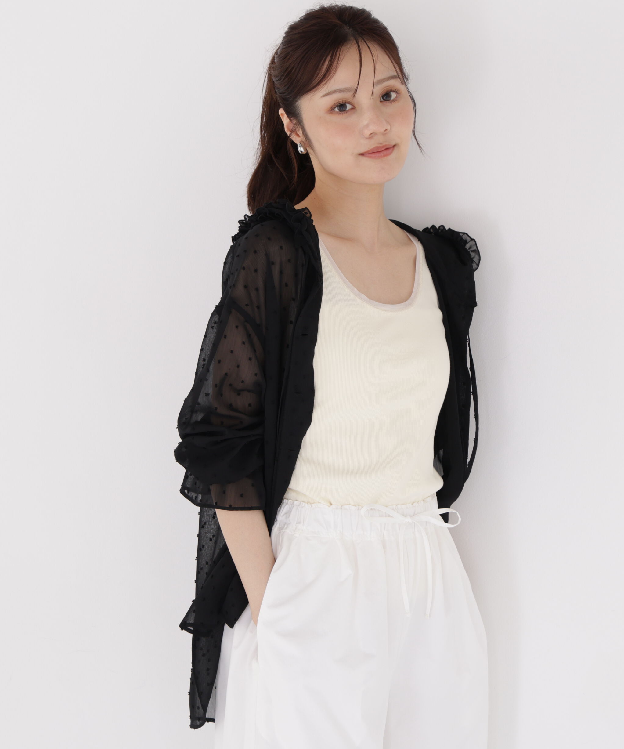 PROPORTION BODY DRESSING「＜a/mie＞カットジャガードフードシャツ」|シャツ・ブラウス|