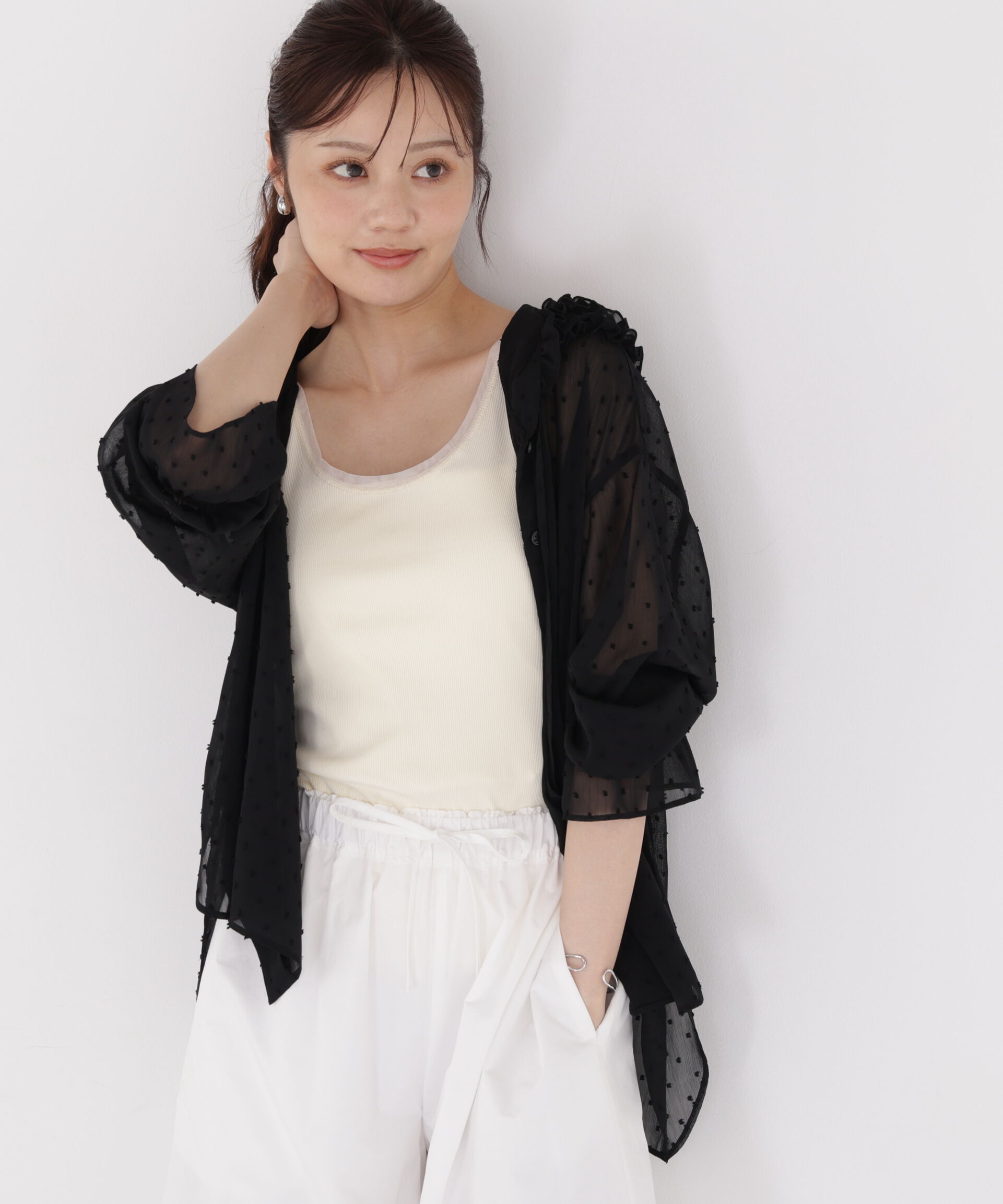 PROPORTION BODY DRESSING「＜a/mie＞カットジャガードフードシャツ」|シャツ・ブラウス|