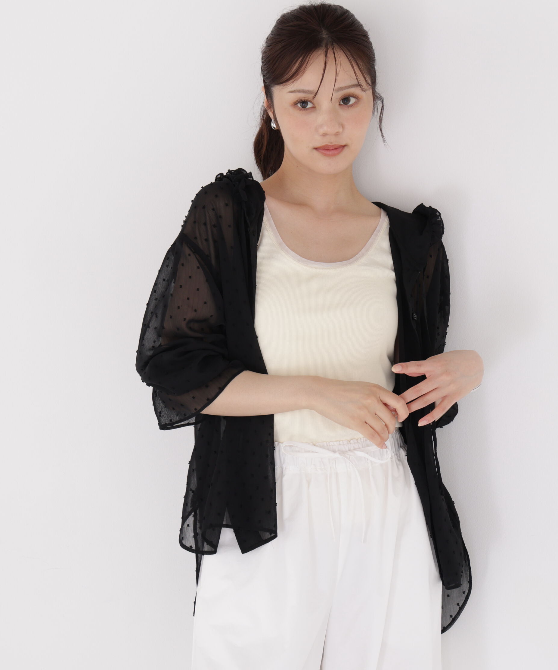 PROPORTION BODY DRESSING「＜a/mie＞カットジャガードフードシャツ」|シャツ・ブラウス|