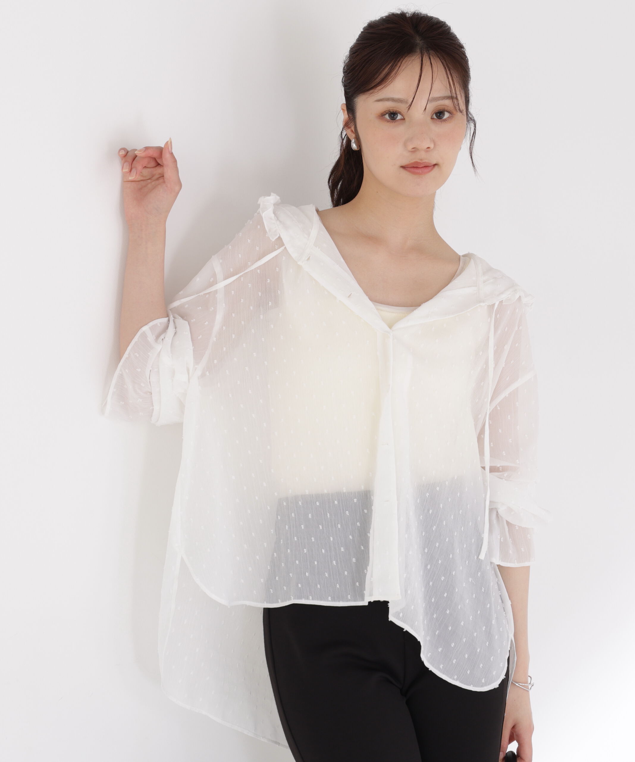 PROPORTION BODY DRESSING「＜a/mie＞カットジャガードフードシャツ」|シャツ・ブラウス|