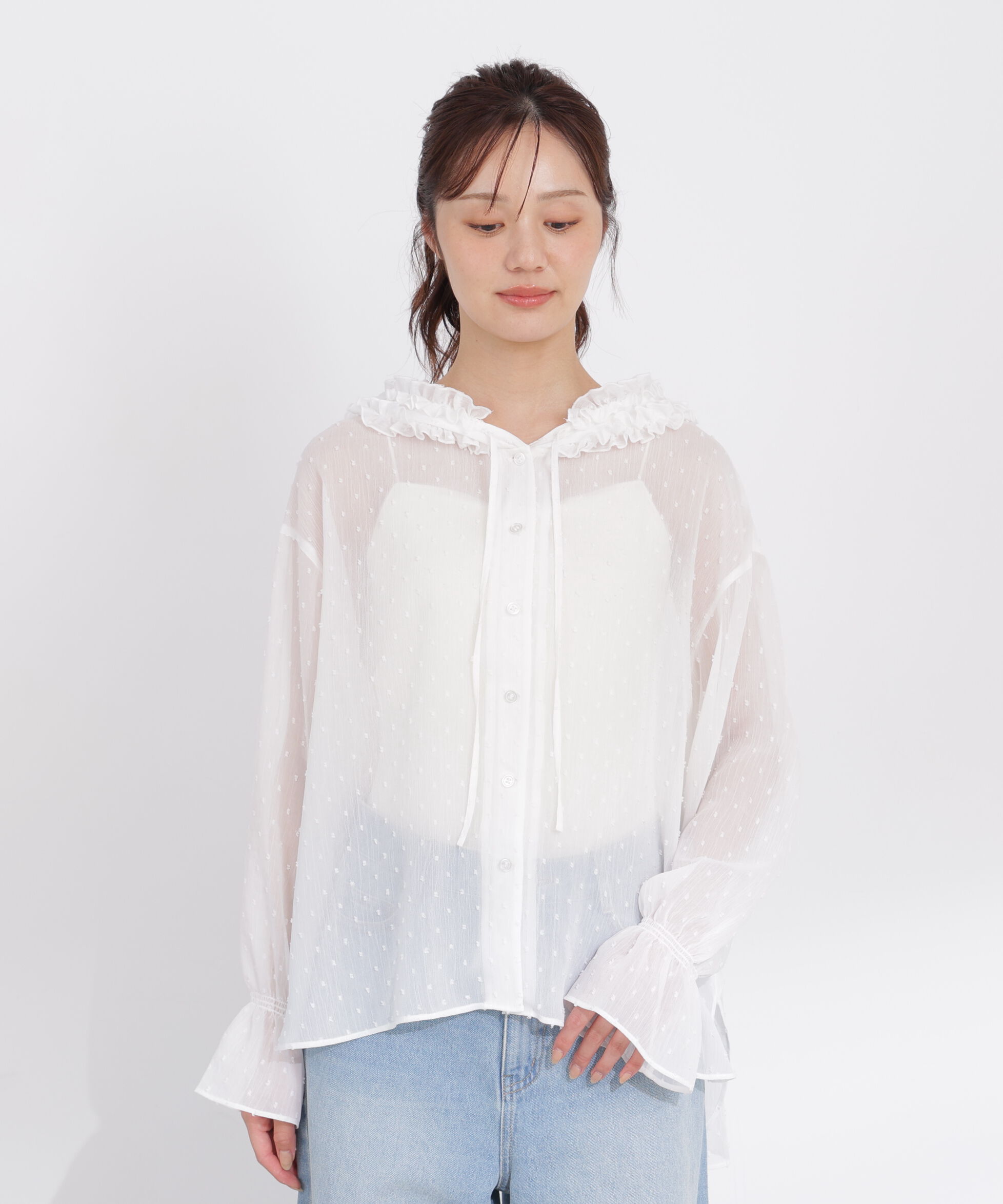 PROPORTION BODY DRESSING「＜a/mie＞カットジャガードフードシャツ」|シャツ・ブラウス|