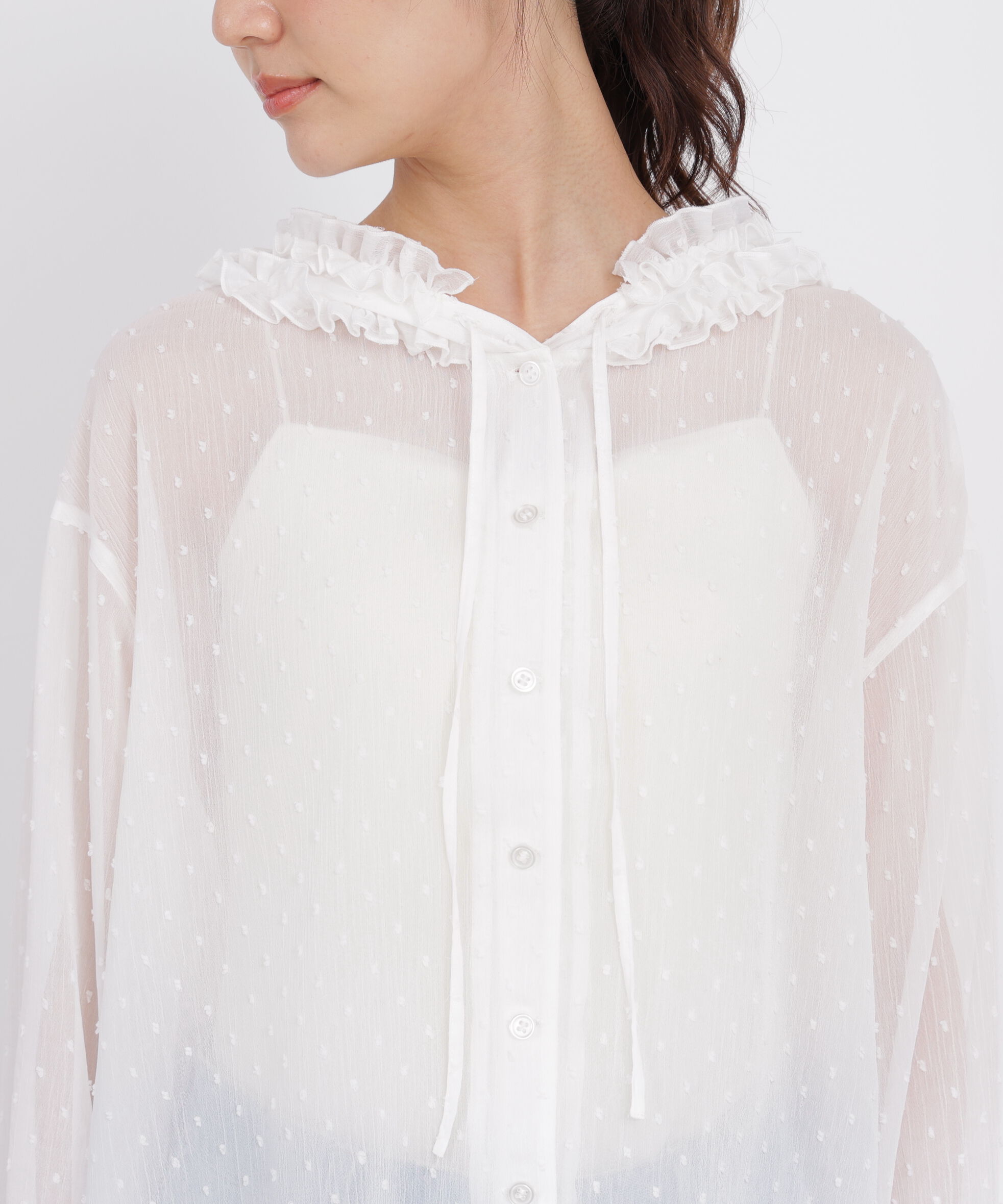 PROPORTION BODY DRESSING「＜a/mie＞カットジャガードフードシャツ」|シャツ・ブラウス|