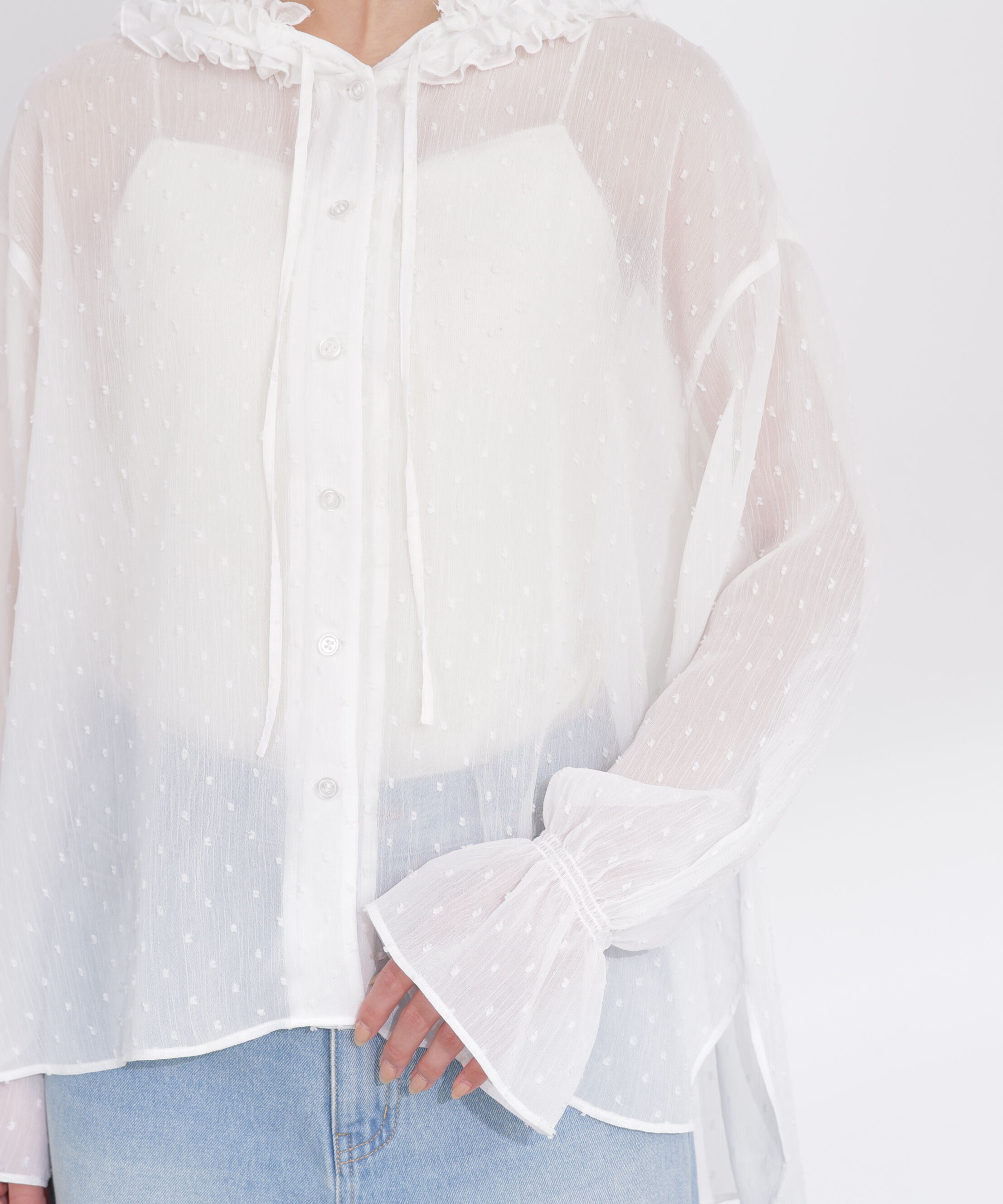 PROPORTION BODY DRESSING「＜a/mie＞カットジャガードフードシャツ」|シャツ・ブラウス|