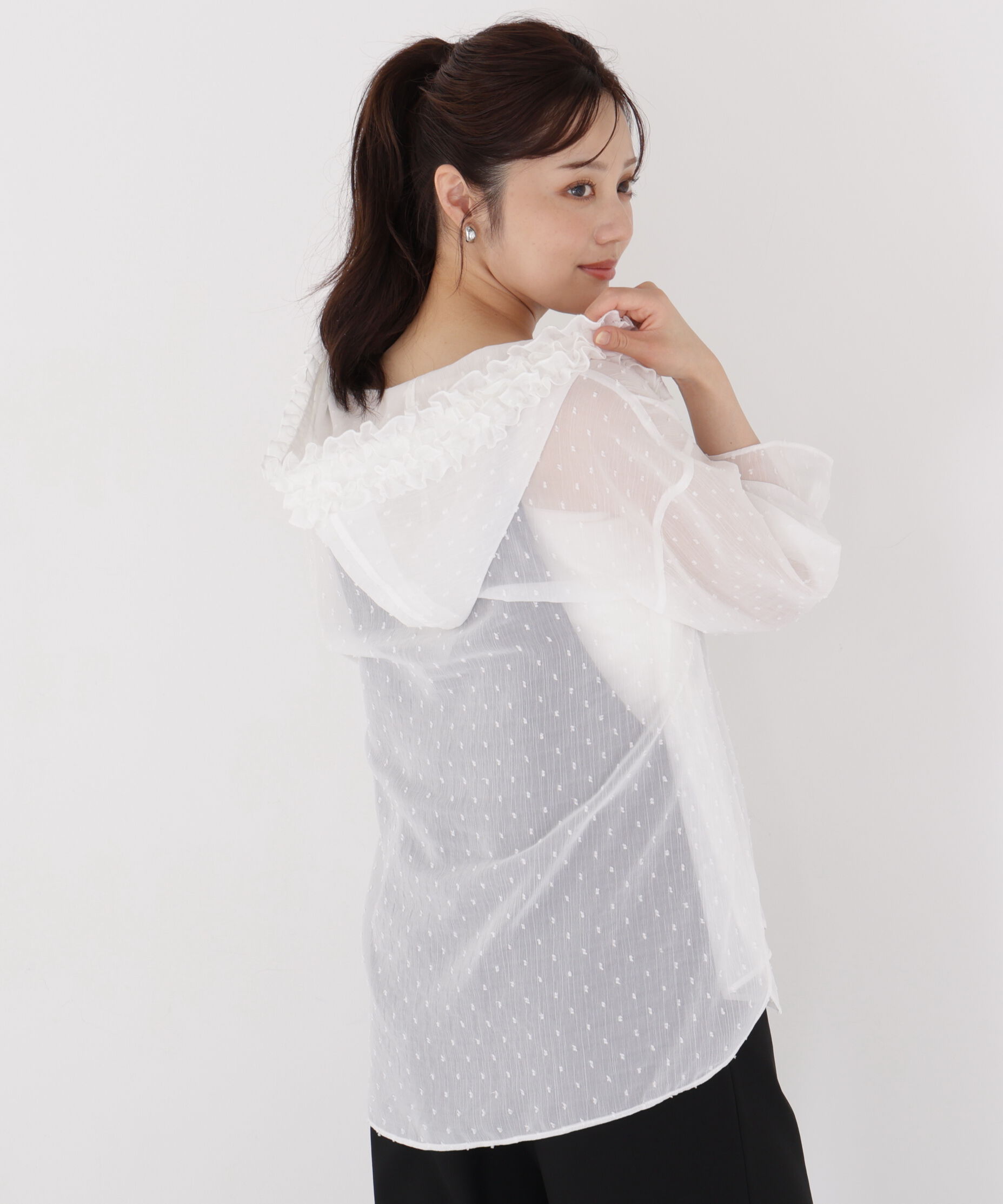 PROPORTION BODY DRESSING「＜a/mie＞カットジャガードフードシャツ」|シャツ・ブラウス|