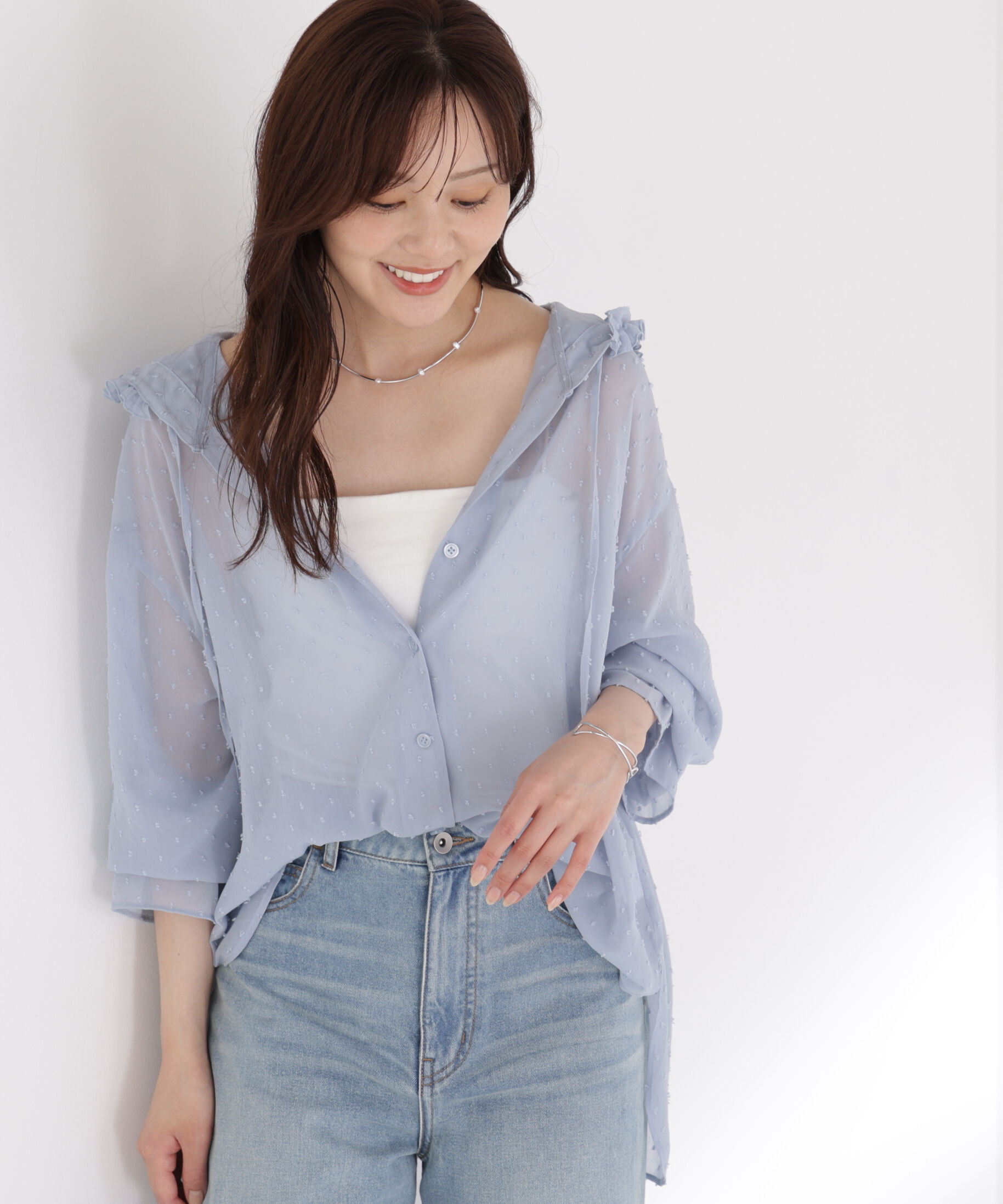 PROPORTION BODY DRESSING「＜a/mie＞カットジャガードフードシャツ」|シャツ・ブラウス|