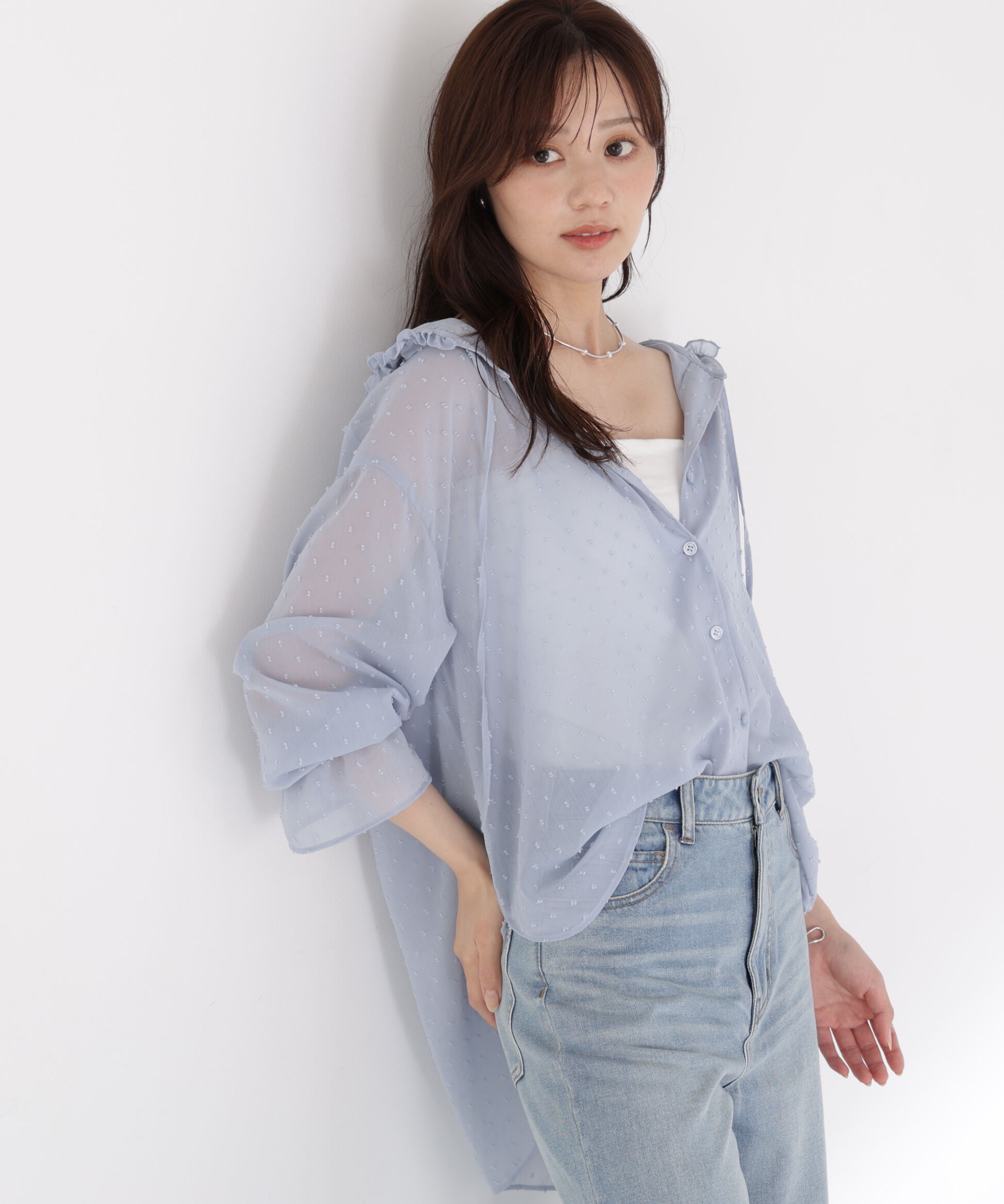 PROPORTION BODY DRESSING「＜a/mie＞カットジャガードフードシャツ」|シャツ・ブラウス|
