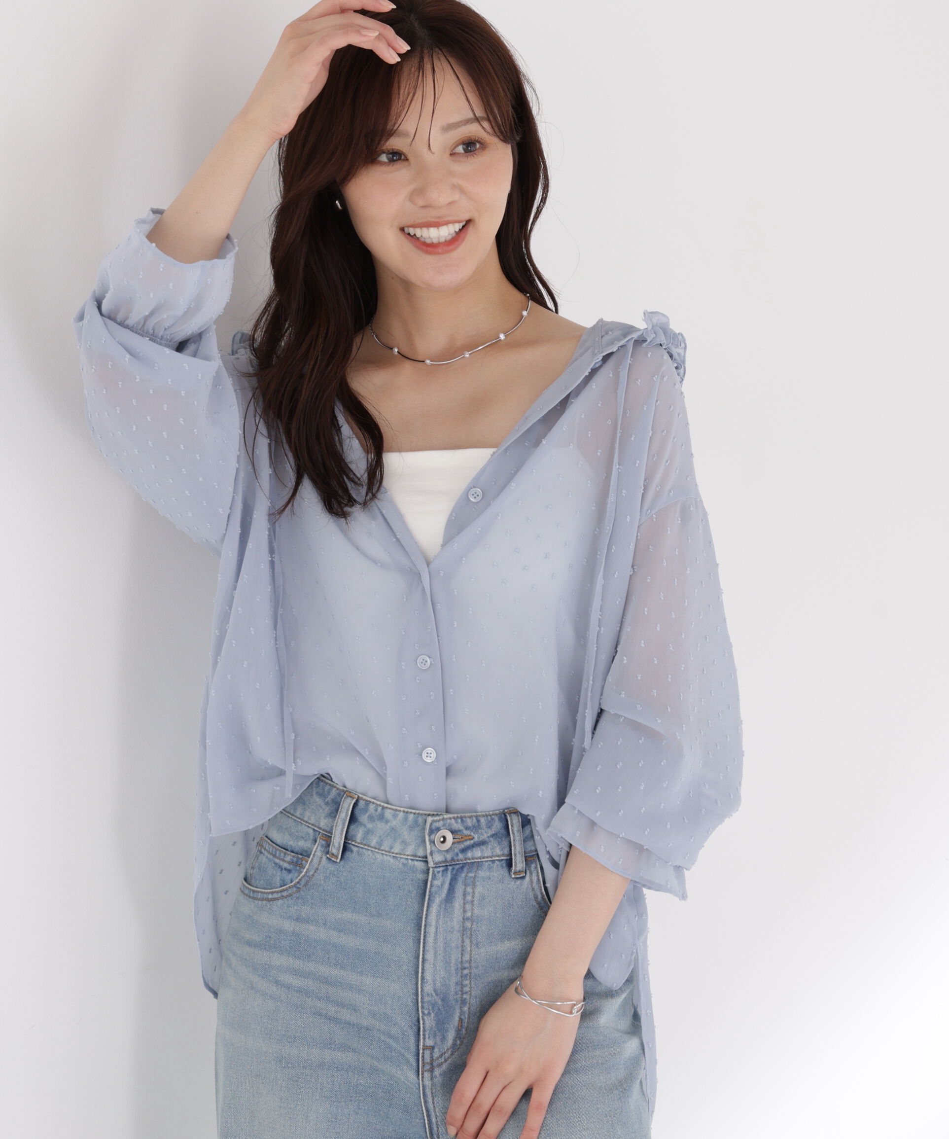 PROPORTION BODY DRESSING「＜a/mie＞カットジャガードフードシャツ」|シャツ・ブラウス|