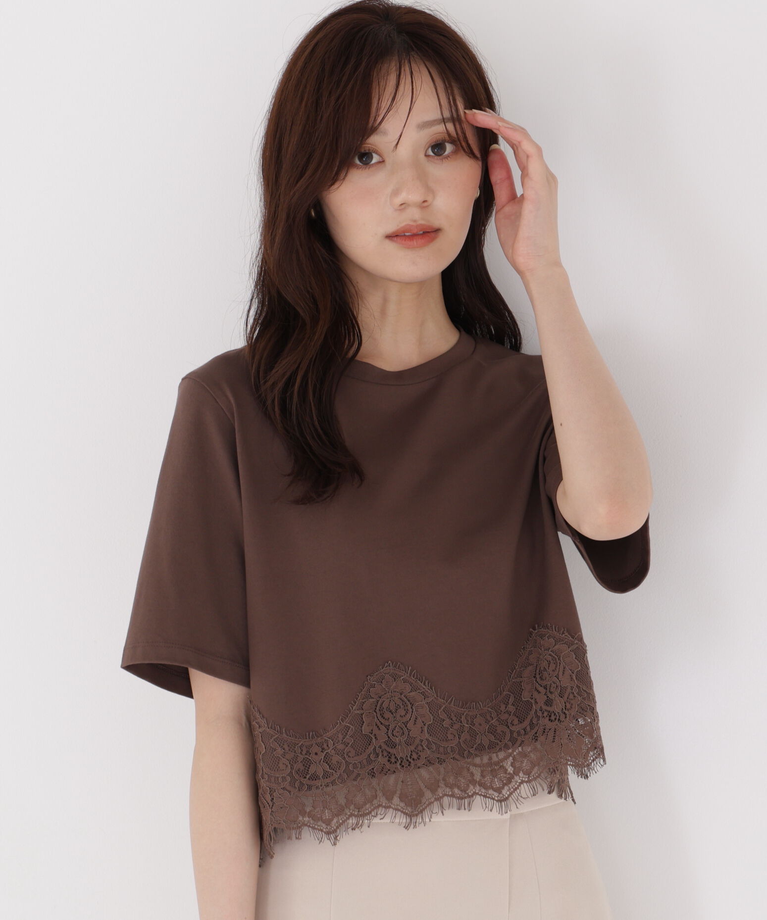PROPORTION BODY DRESSING「レーストリムカットソー」|Tシャツ・カットソー|ブラウン