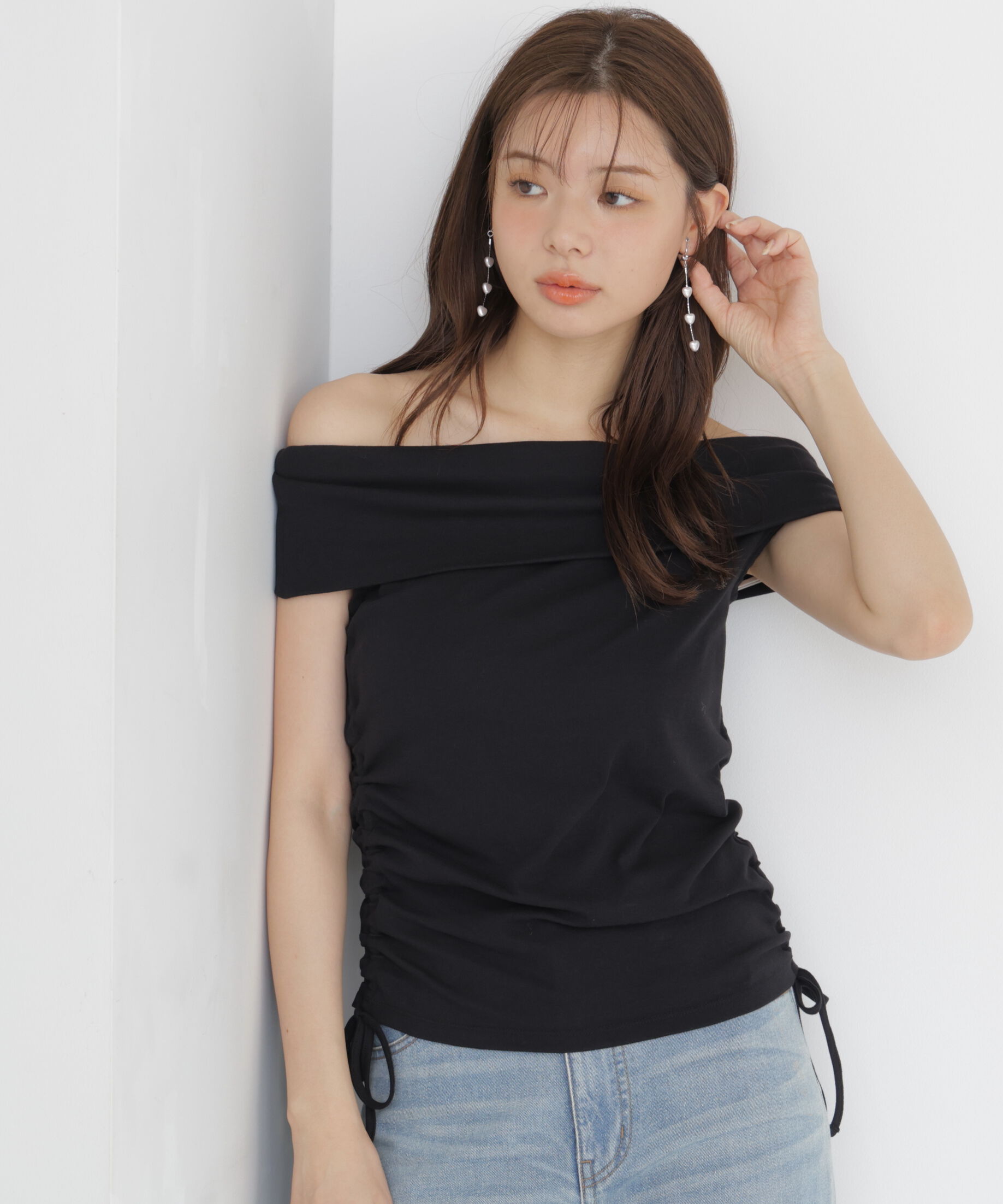 PROPORTION BODY DRESSING「＜a/mie＞ドロストオフショルカットソー」|Tシャツ・カットソー|ブラック