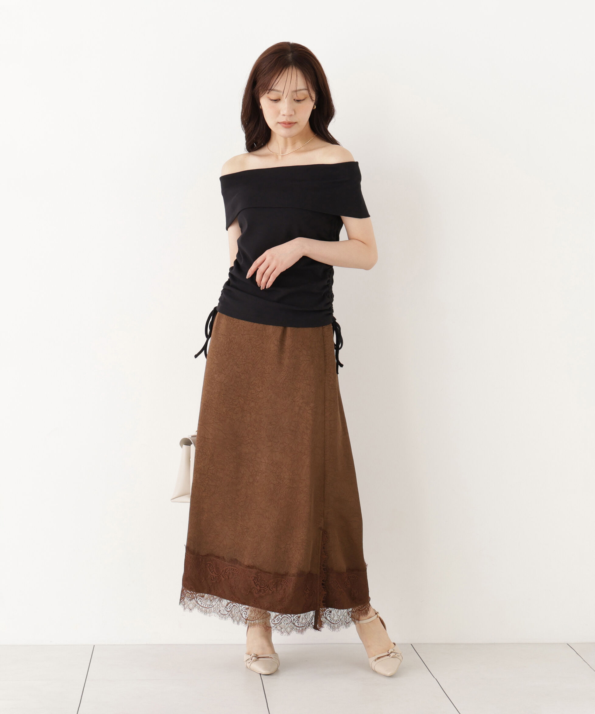 PROPORTION BODY DRESSING「＜a/mie＞ドロストオフショルカットソー」|Tシャツ・カットソー|