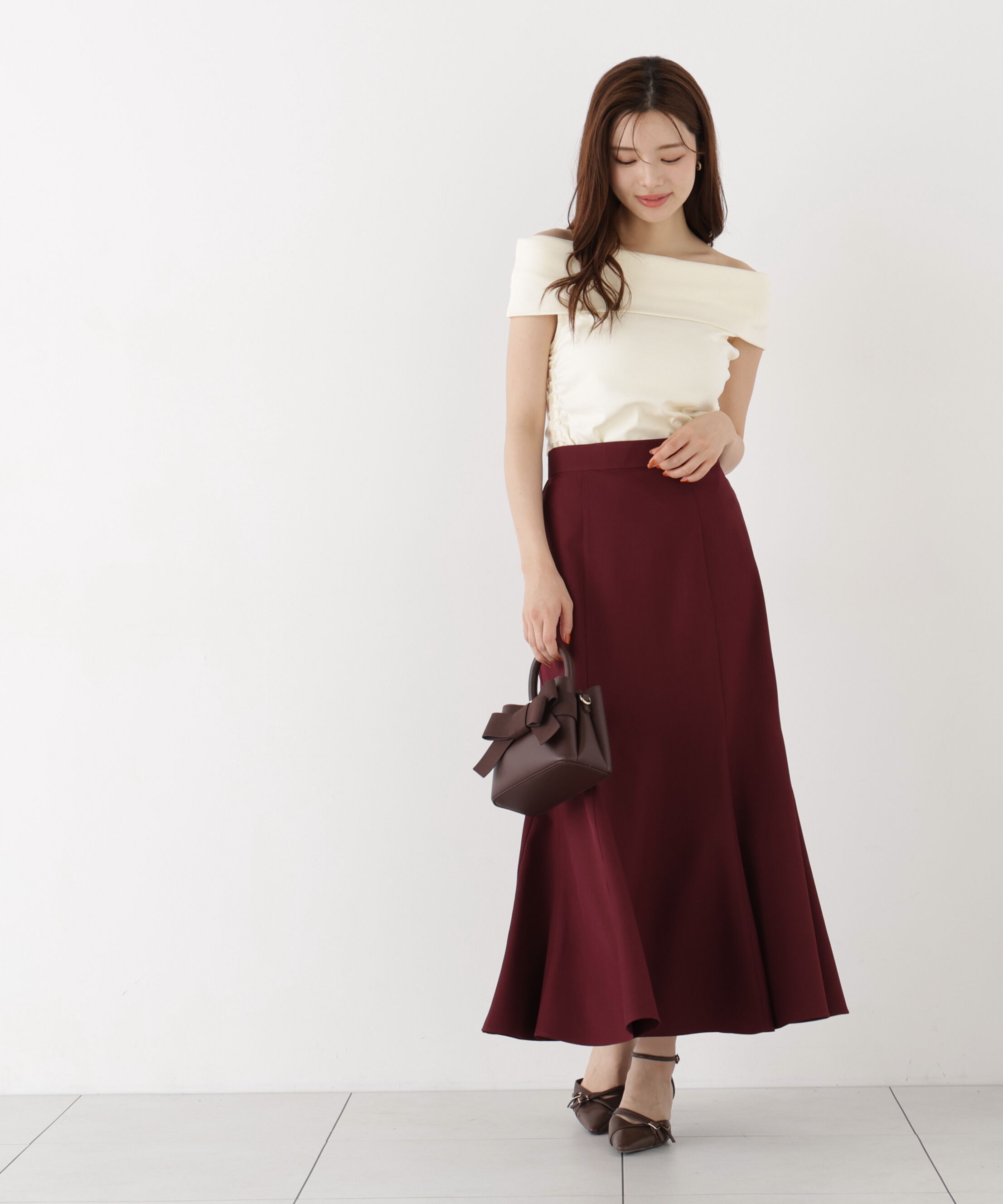 PROPORTION BODY DRESSING「＜a/mie＞ドロストオフショルカットソー」|Tシャツ・カットソー|