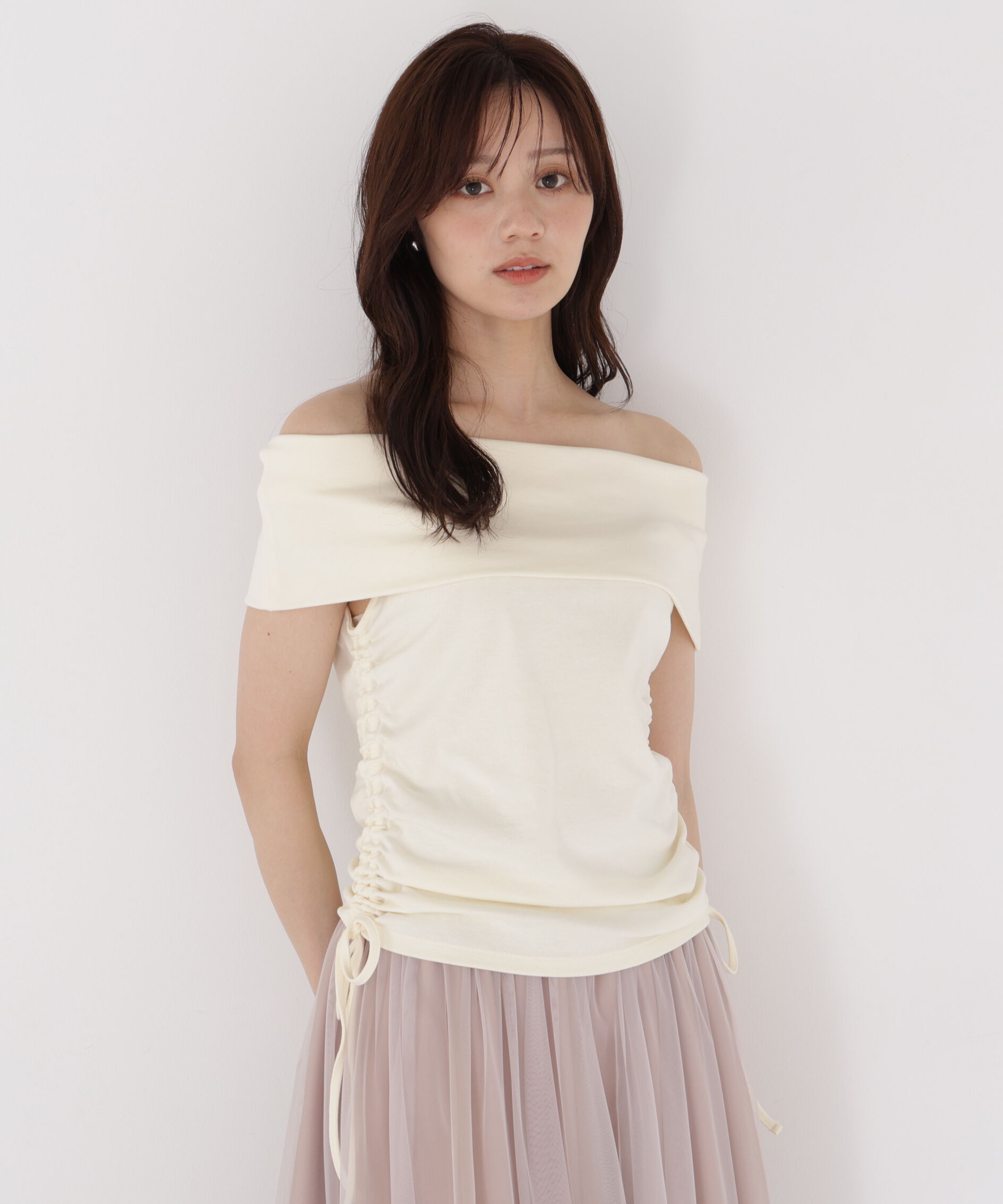 PROPORTION BODY DRESSING「＜a/mie＞ドロストオフショルカットソー」|Tシャツ・カットソー|