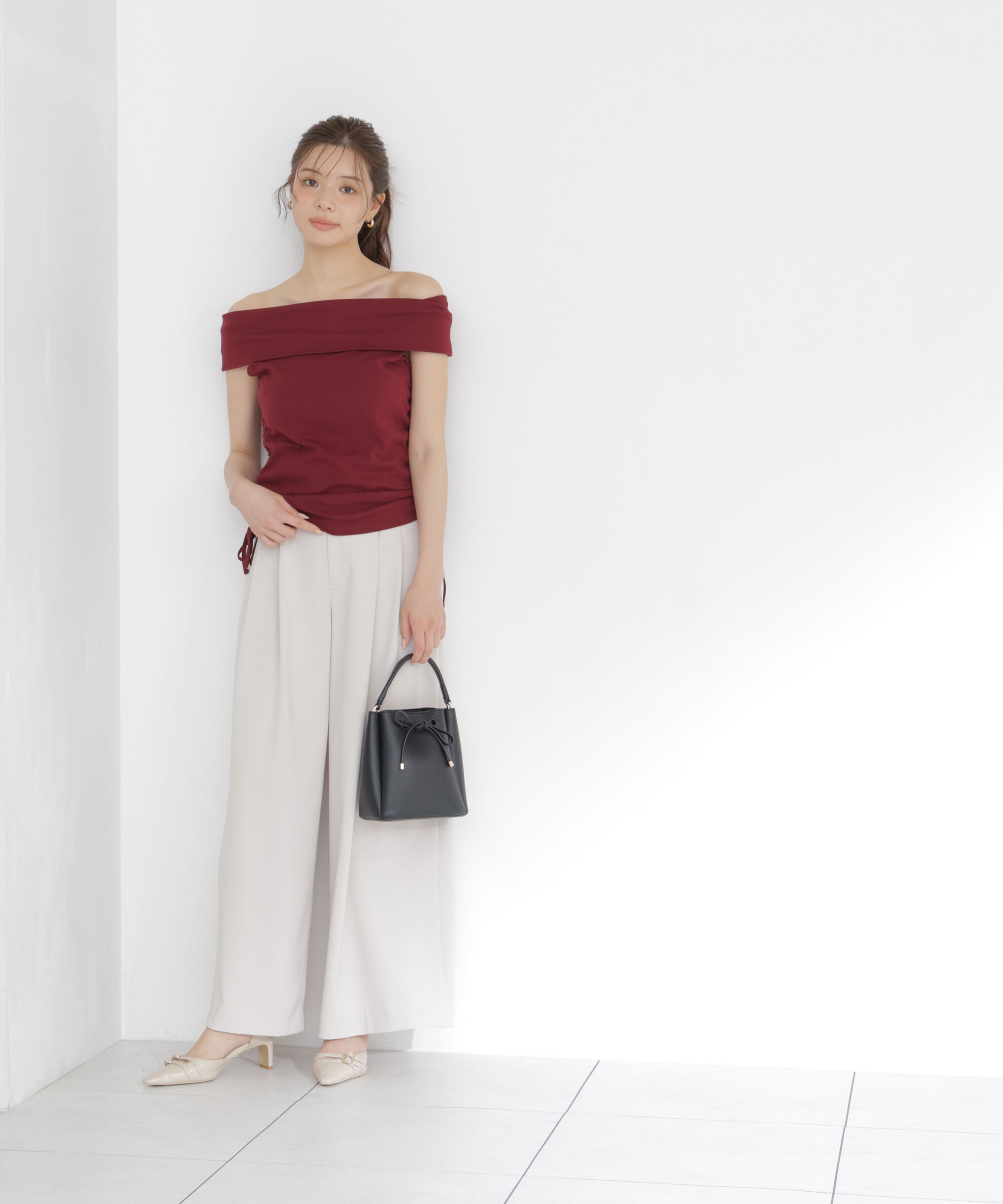 PROPORTION BODY DRESSING「＜a/mie＞ドロストオフショルカットソー」|Tシャツ・カットソー|